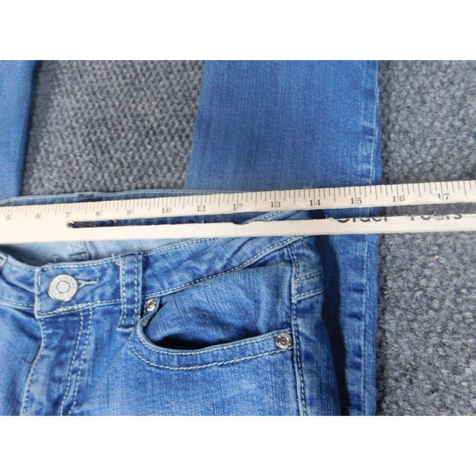 Vintage VIGOSS Skinny Jeans Womens 3 blue Denim Crop Pockets Zipper Size 26" / US 2 / IT 38 - 3 Thumbnail
