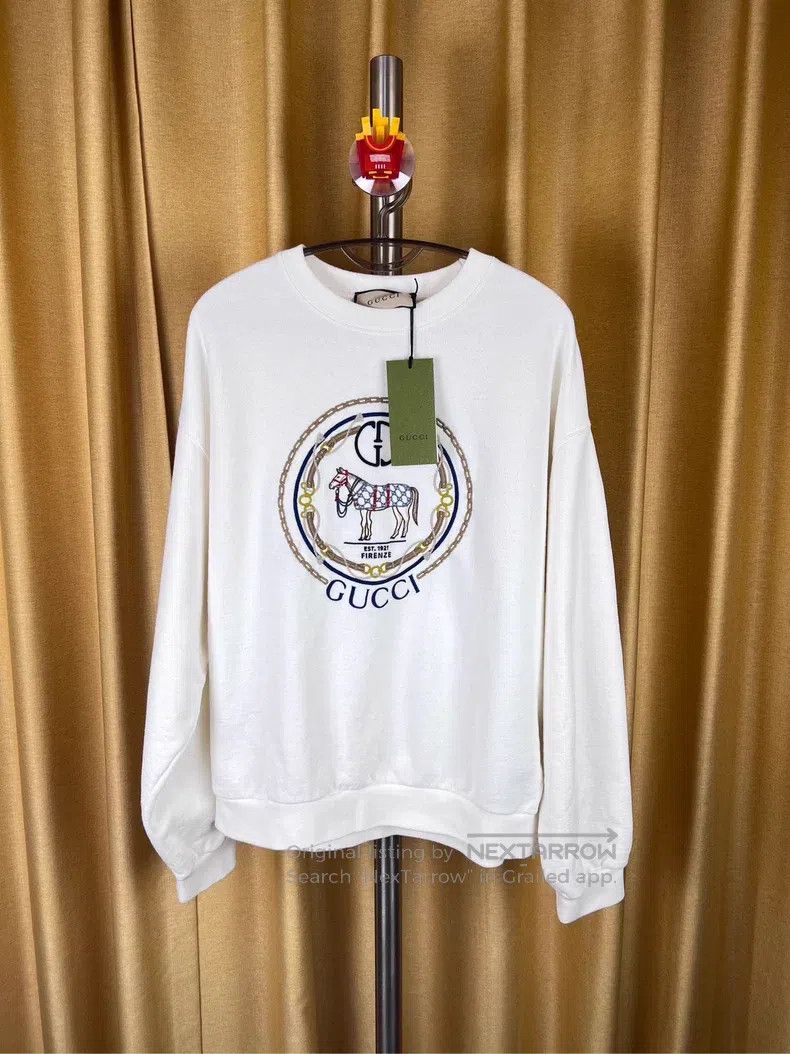 Gucci Gucci SS24 white warhorse embroidered sweatshirt Size US L / EU 52-54 / 3 - 1 Thumbnail