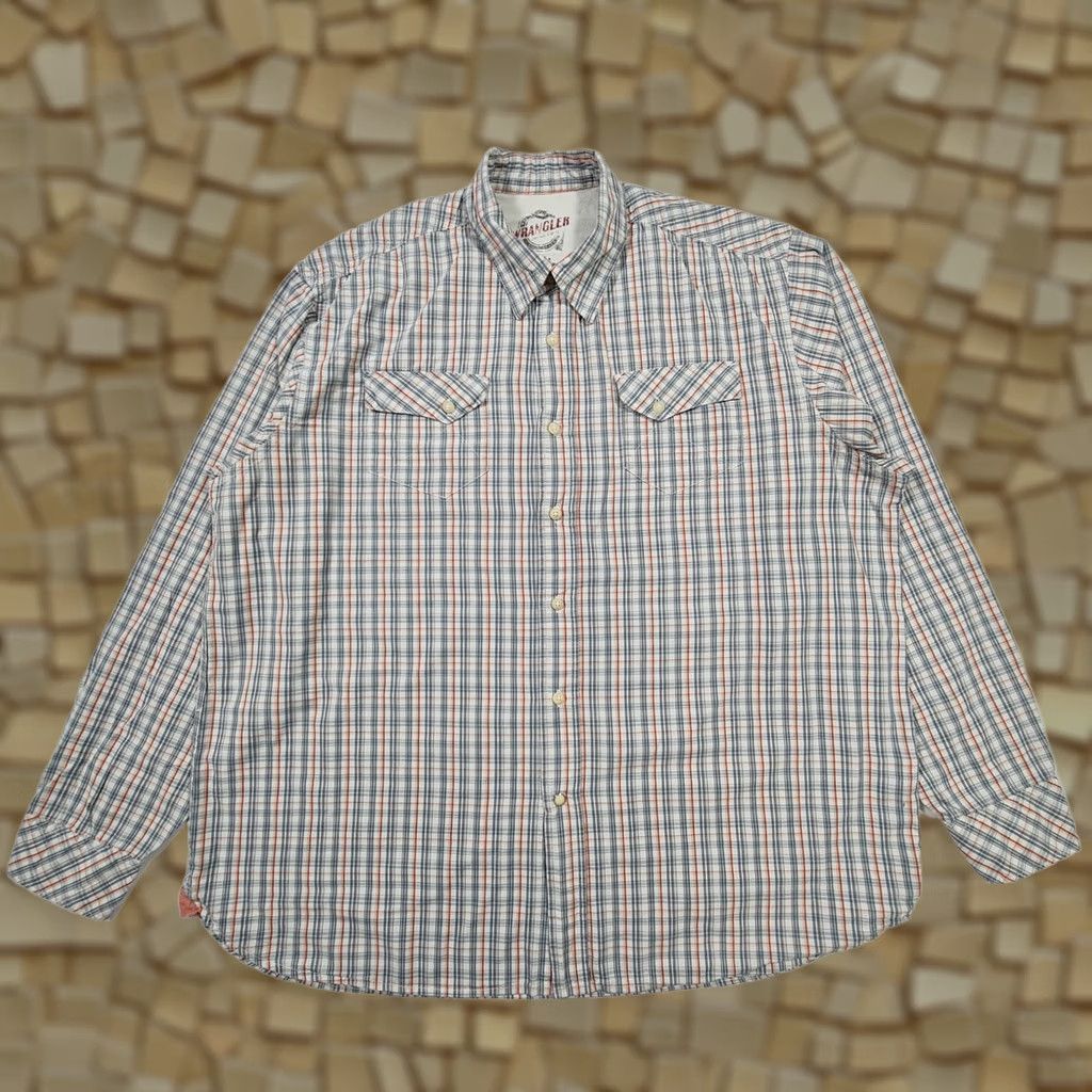 Wrangler Wrangler Shirt Mens XL Blue Check Long Sleeve Regular Fit Cotton Button Size US XL / EU 56 / 4 - 1 Thumbnail