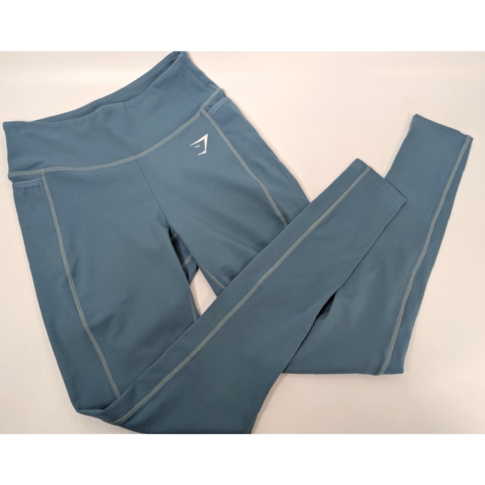 Gymshark GYMSHARK Leggings Dreamy 2.0 High Rise Stretch Teal Pockets Logo Small Activewear Womens Size 28" / US 6 / IT 42 - 2 Thumbnail