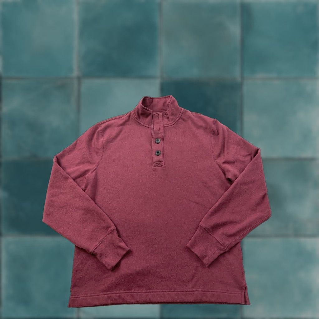 J.Crew J.CREW Sweatshirt Mens M Red Burgundy Mock Neck Zip Henley Regular Long Sleeve Solid Size US M / EU 48-50 / 2 - 1 Thumbnail