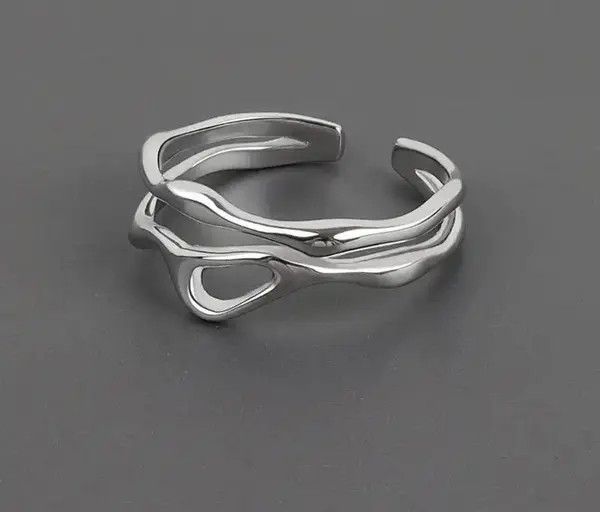 Jewelry Geometric Hollow double Adjustable Rings Size ONE SIZE - 6 Thumbnail