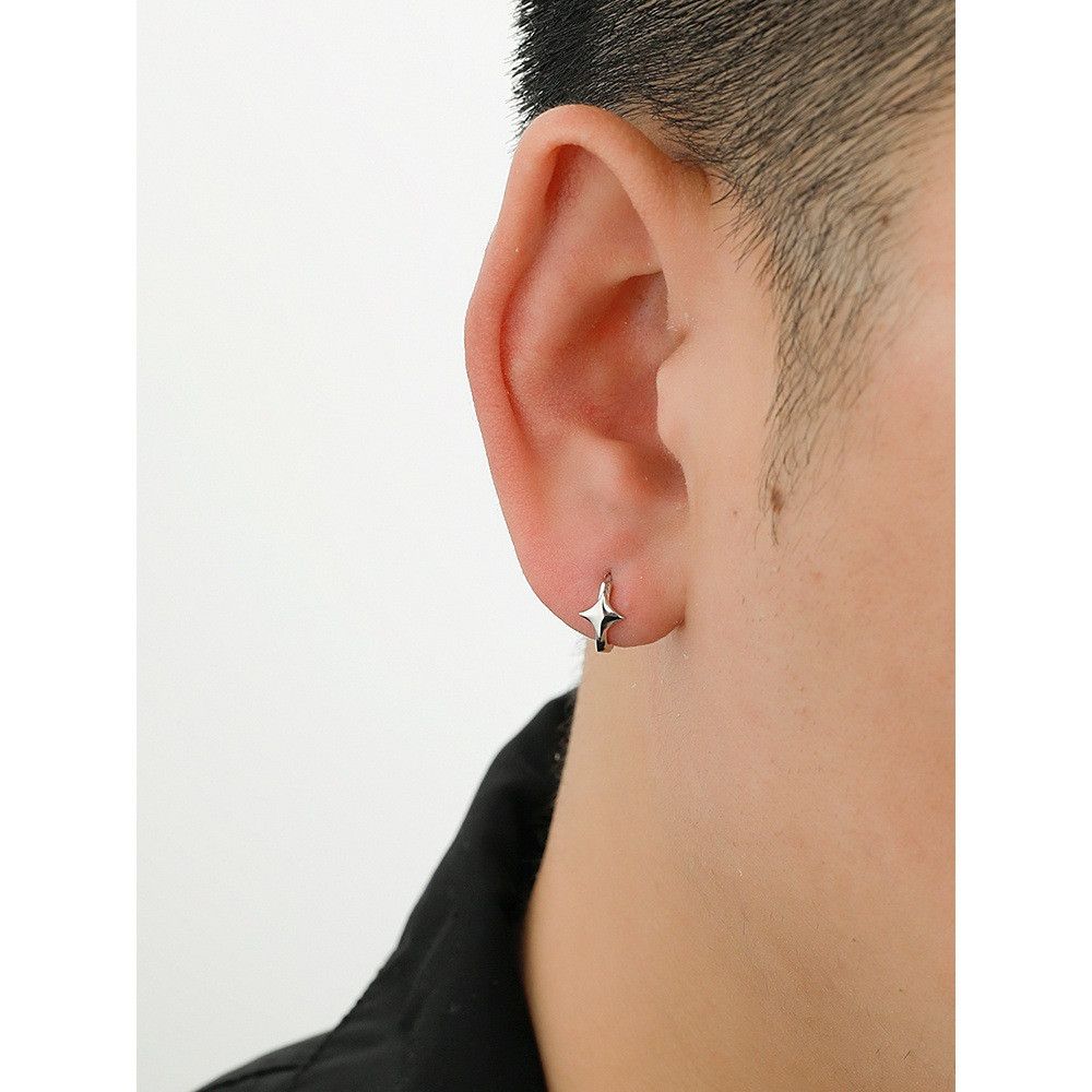 Jewelry × Sterling Silver Hip-hop Earrings One Pairs Chrome Jewelry Size ONE SIZE - 2 Thumbnail