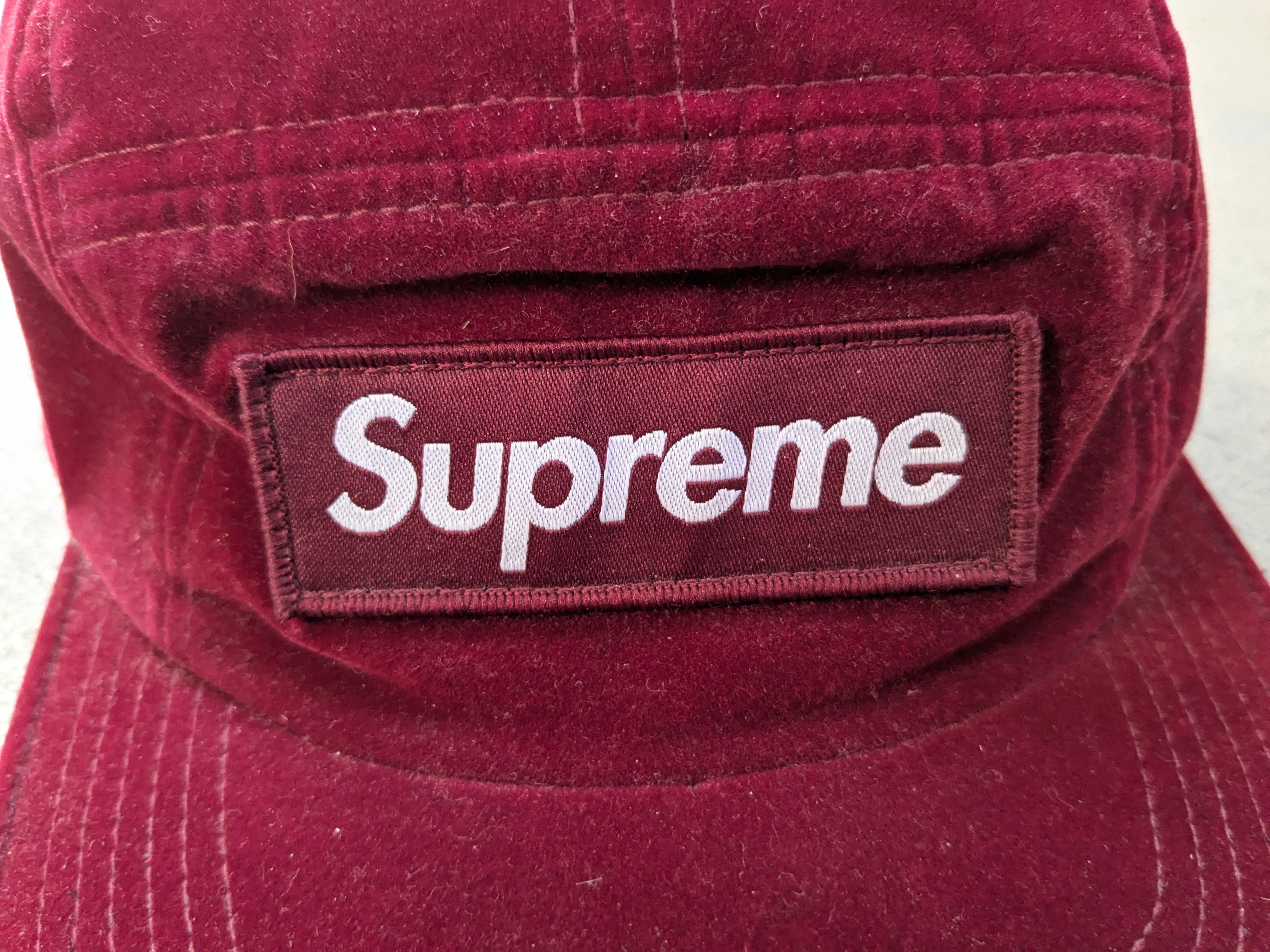 Supreme Supreme Velour Camp Cap 5 Panel Maroon Burgundy SS16 Size ONE SIZE - 3 Thumbnail
