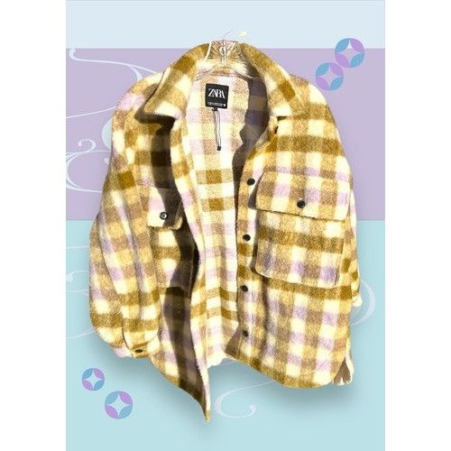 Zara ZARA Multi-coloured Wool Blend Check Over shirt Coat Size Ex Size XS / US 0-2 / IT 36-38 - 1 Thumbnail