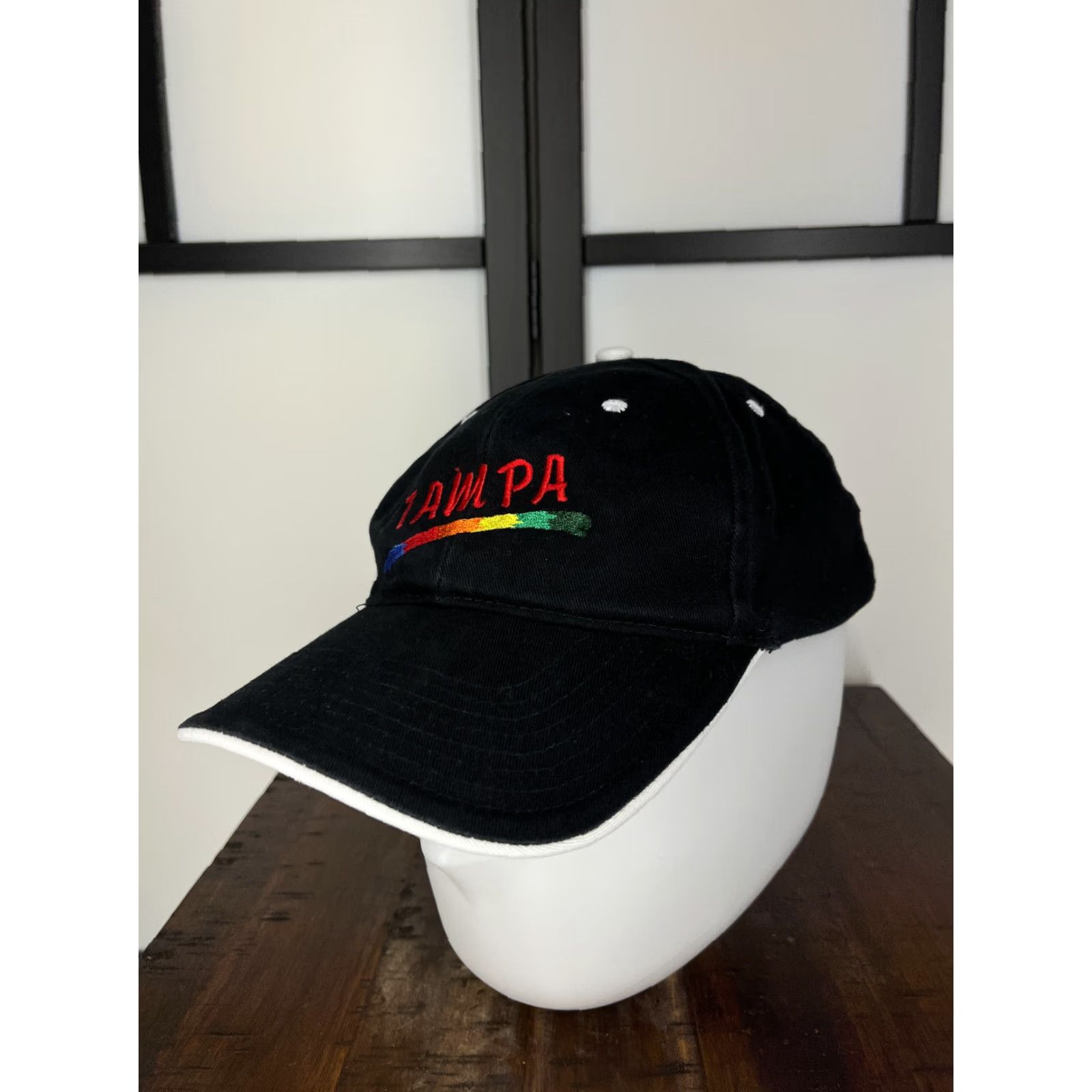 Rainbow VINTAGE HitWear Tampa Baseball Cap Unisex One Size Black Cotton Adjustable Embroidered Logo 90s Mens Womens Size ONE SIZE - 4 Thumbnail