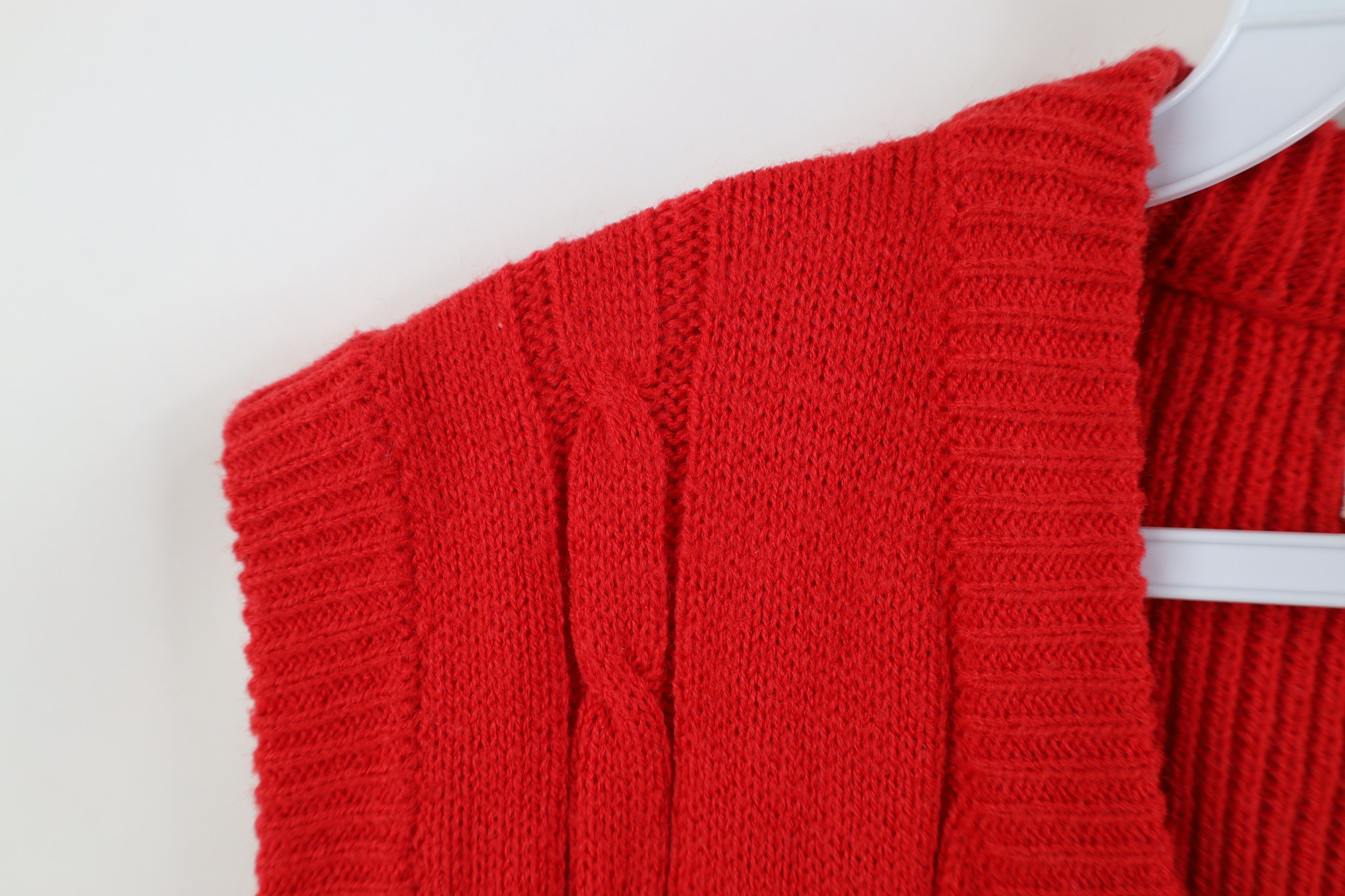 Vintage Vintage 60s 70s Streetwear Cable Knit Sweater Vest Red Size US M / EU 48-50 / 2 - 5 Thumbnail