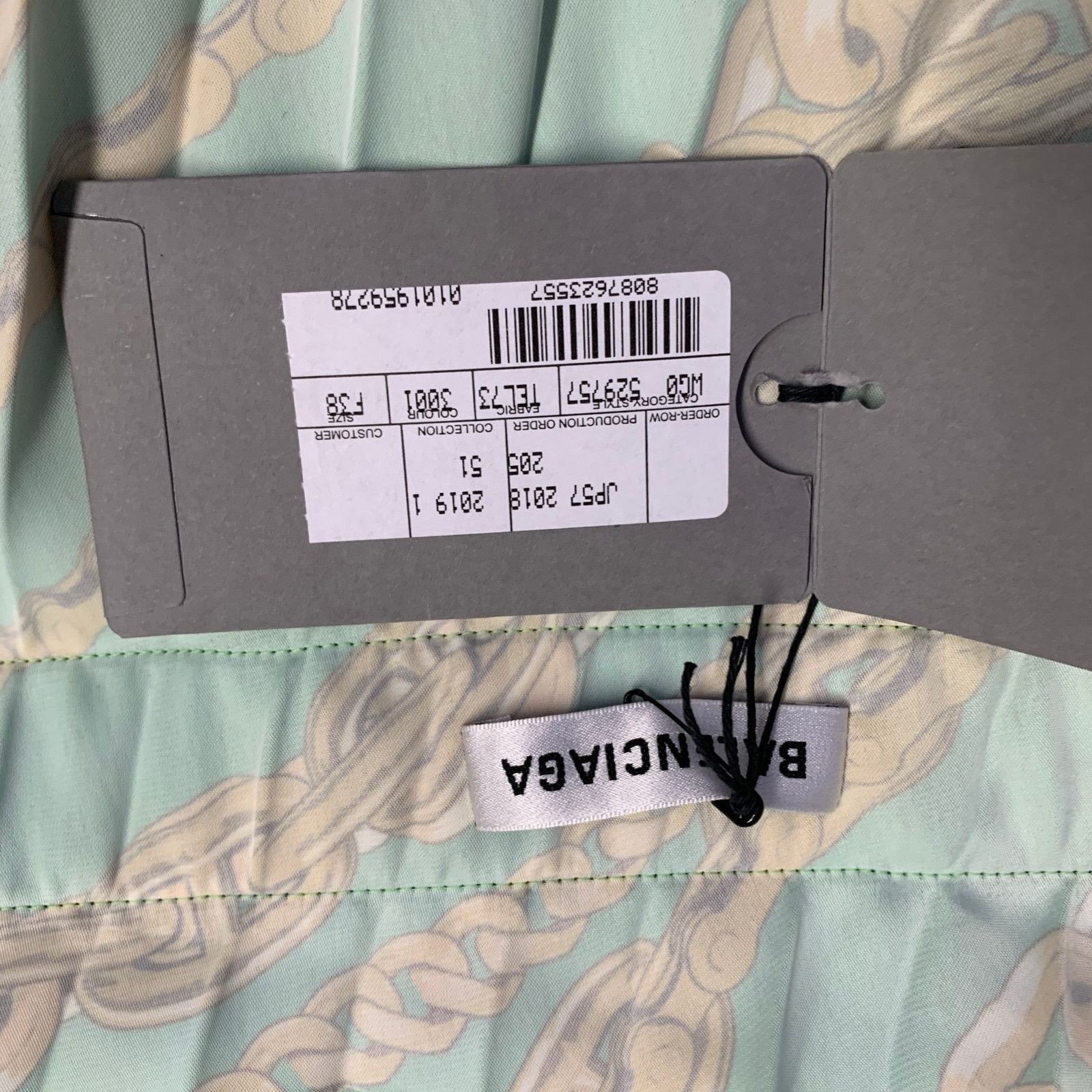 Balenciaga Size 6 Green Gold Polyester Chain Pleated Midi Skirt Size 28" / US 6 / IT 42 - 3 Thumbnail