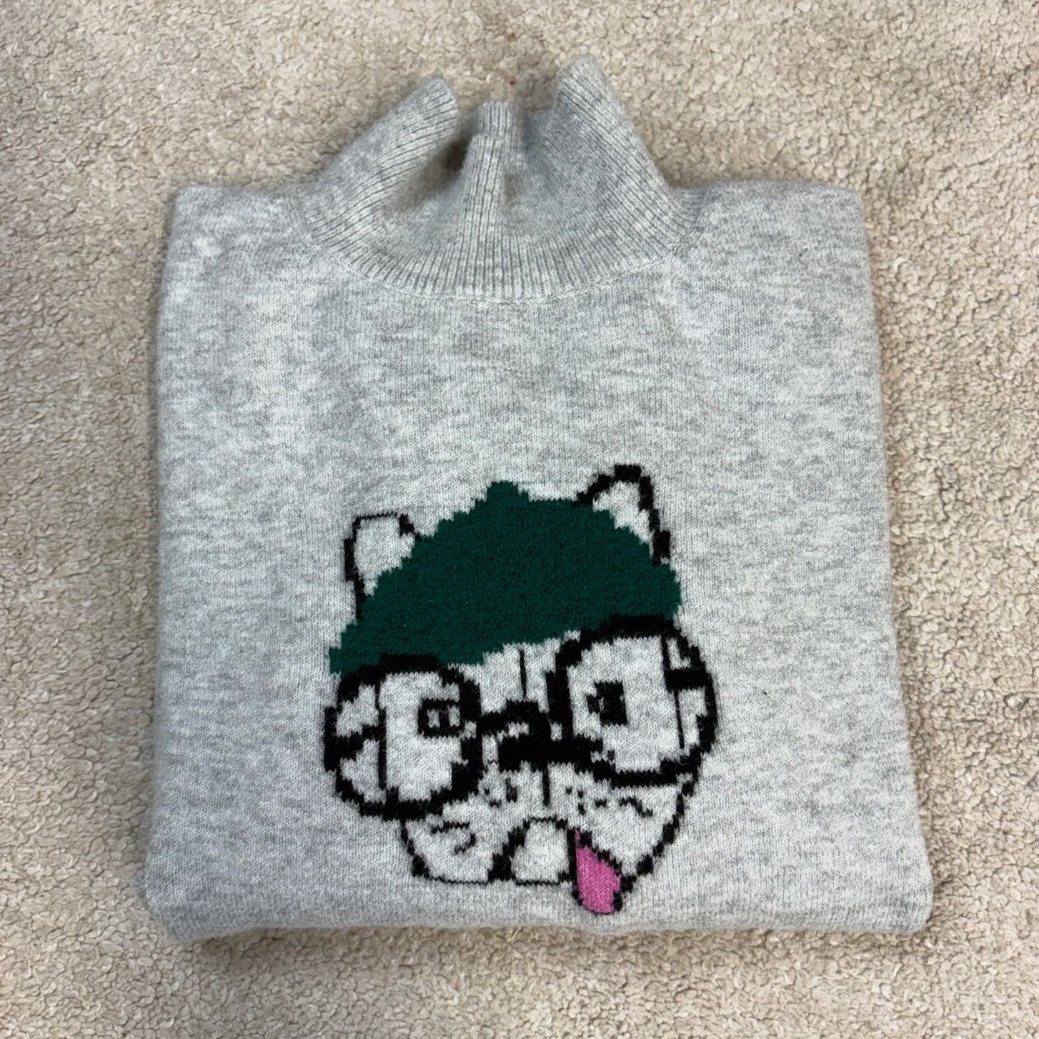 Loft LOFT French Bulldog Mock Neck Gray Cotton-Blend Sweater M Size M / US 6-8 / IT 42-44 - 1 Thumbnail