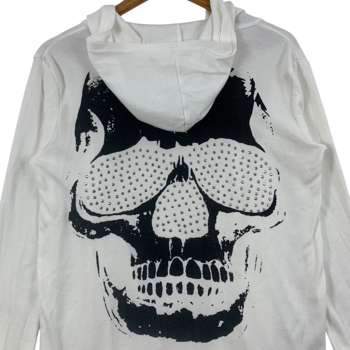 Japanese Brand Vintage M.K.R Japanese Brand Skull Print Hooded White Shirt Size US S / EU 44-46 / 1 - 4 Thumbnail