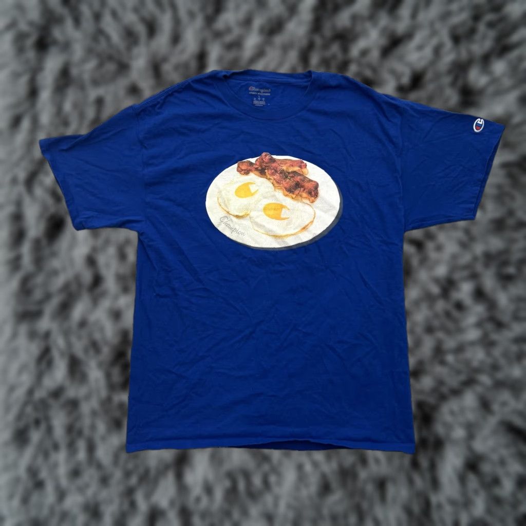 Champion Champion Shirt Mens L Blue Bacon Eggs Graphic Tee Breakfast Food Funny Size US L / EU 52-54 / 3 - 1 Thumbnail