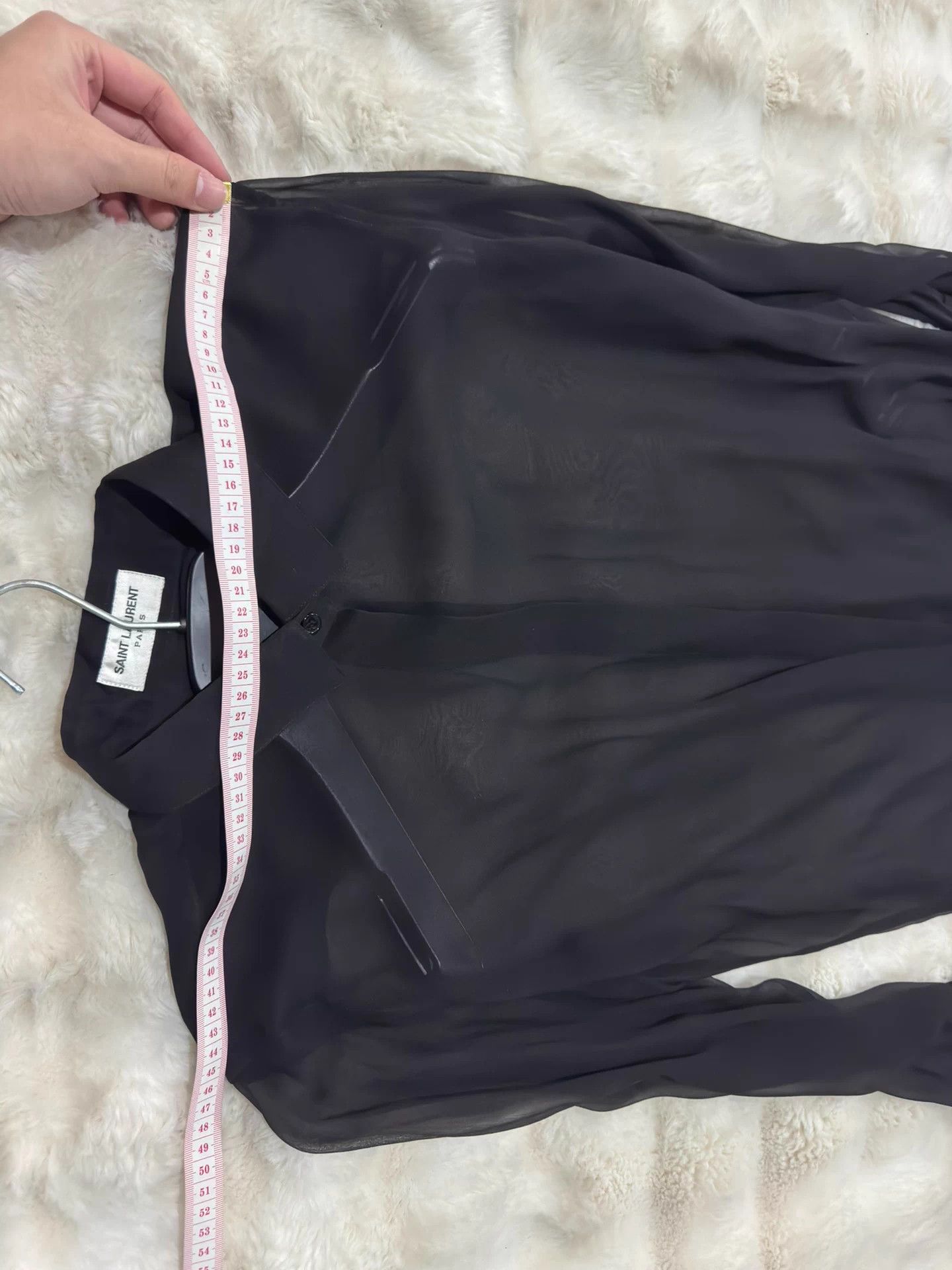 Saint Laurent Paris Saint Laurent Black Silk Sheer Shirt - Oversized Fit Size M / US 6-8 / IT 42-44 - 6 Thumbnail