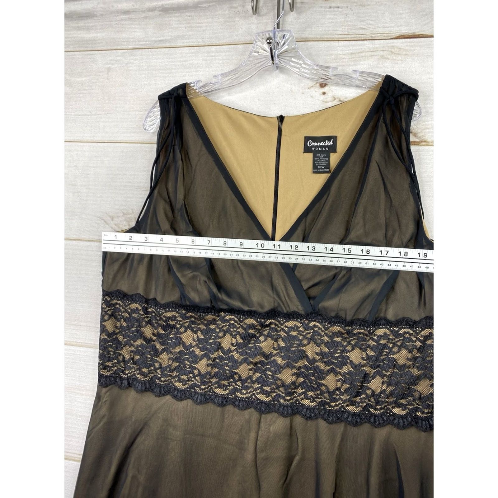 Vintage Connected Womens Dress 18W Black Sleeveless Sheer Overlay Lace Midi V-Neck Party Cocktail Wedding Dress Size XXL / US 16-18 / IT 52-54 - 7 Thumbnail