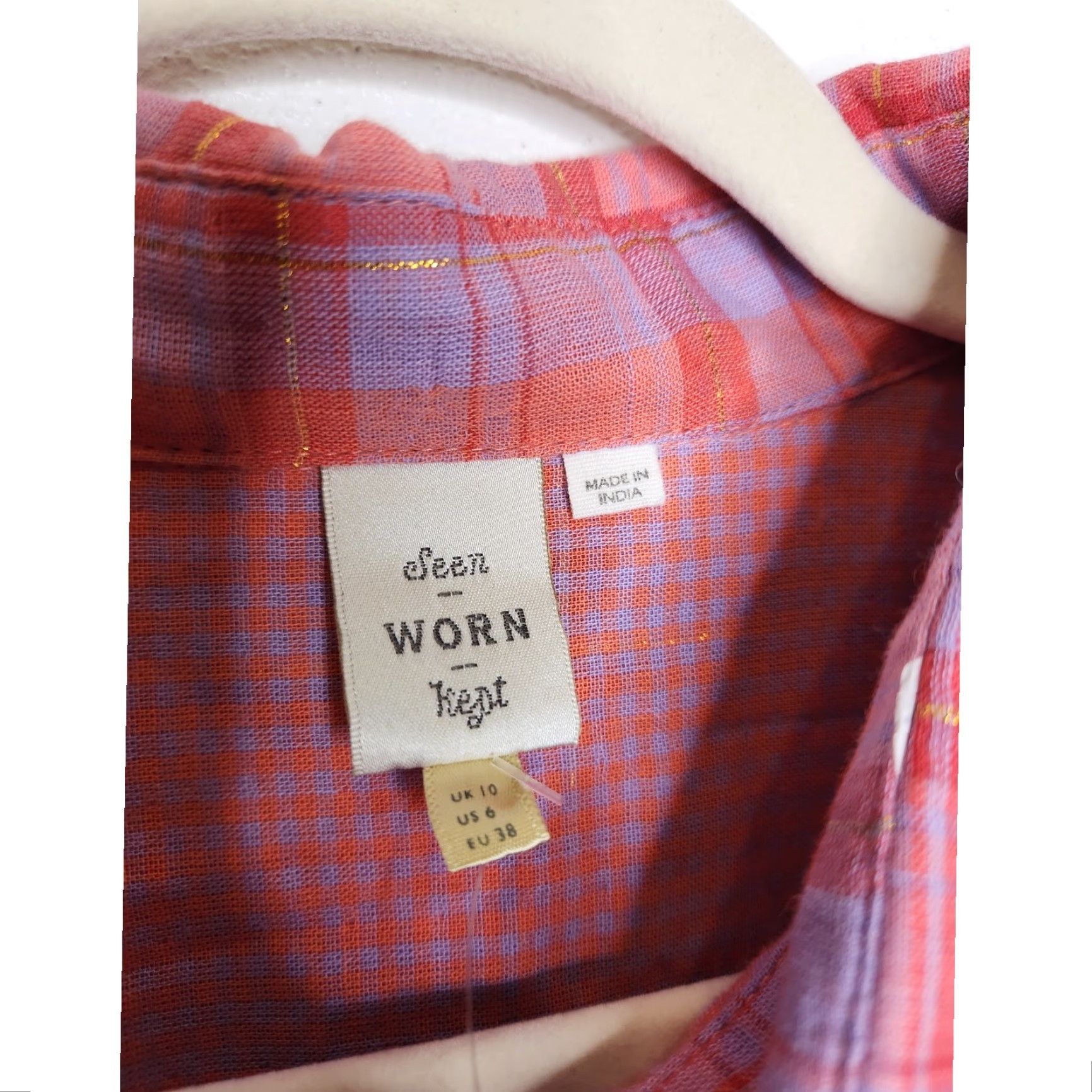 Anthropologie VINTAGE Seen Worn Kept Pink Metallic Flannel Button-Up Womens 6 NWT Anthropologie Shirt Size M / US 6-8 / IT 42-44 - 5 Thumbnail