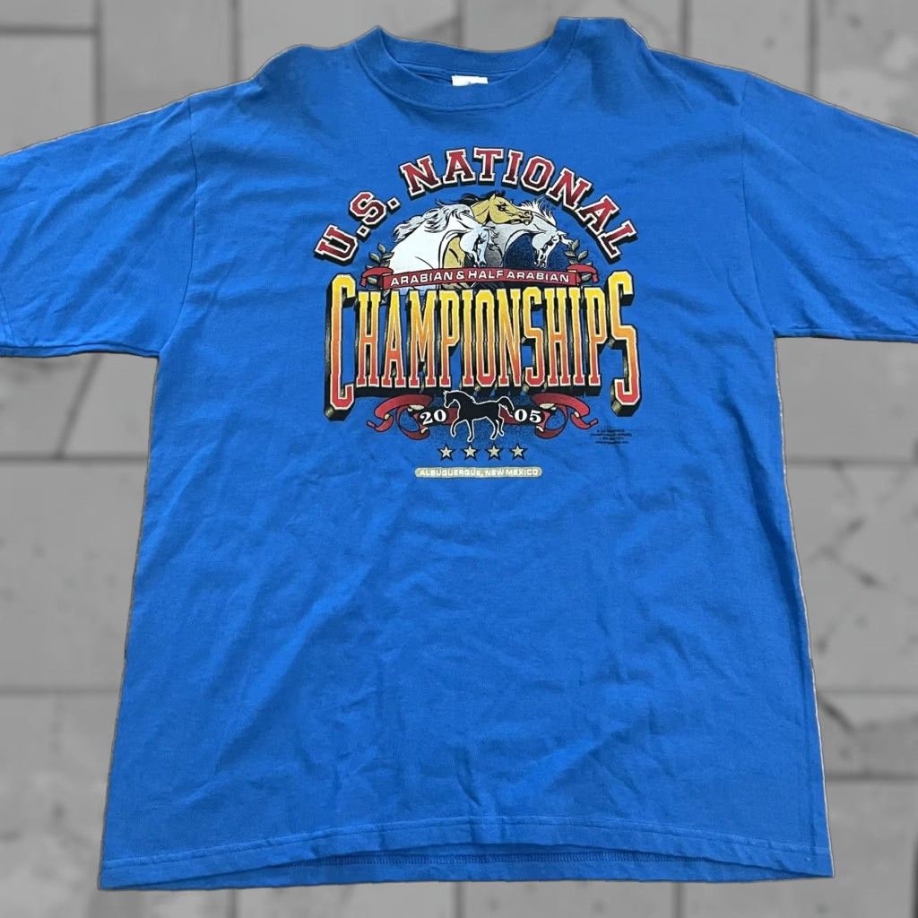 Vintage Zia Graphics Horse Racing 2005 Championship 100% Cotton Blue Mens XL T-Shirt Size US XL / EU 56 / 4 - 1 Thumbnail