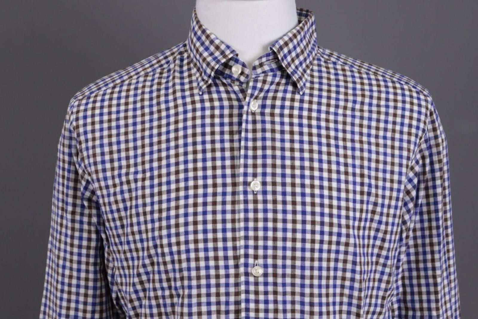 Eton Eton Slim Fit Cotton / Linen Check Shirt Sz 42 / L / 16 Size US M / EU 48-50 / 2 - 4 Thumbnail