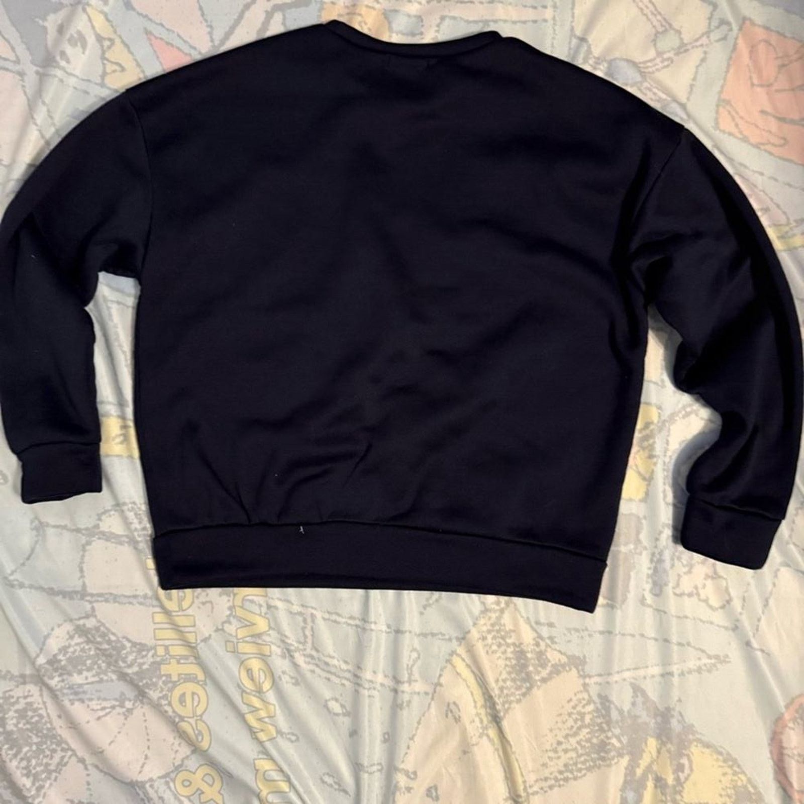 Shein SHEIN Black Crewneck Sweater with Metallic Text Size US M / EU 48-50 / 2 - 3 Thumbnail
