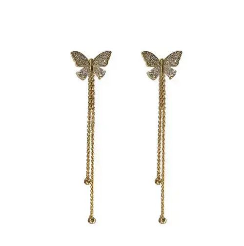 Other Women's Gold Butterfly Long Tassel Dangle Drop Earrings Size ONE SIZE - 4 Thumbnail