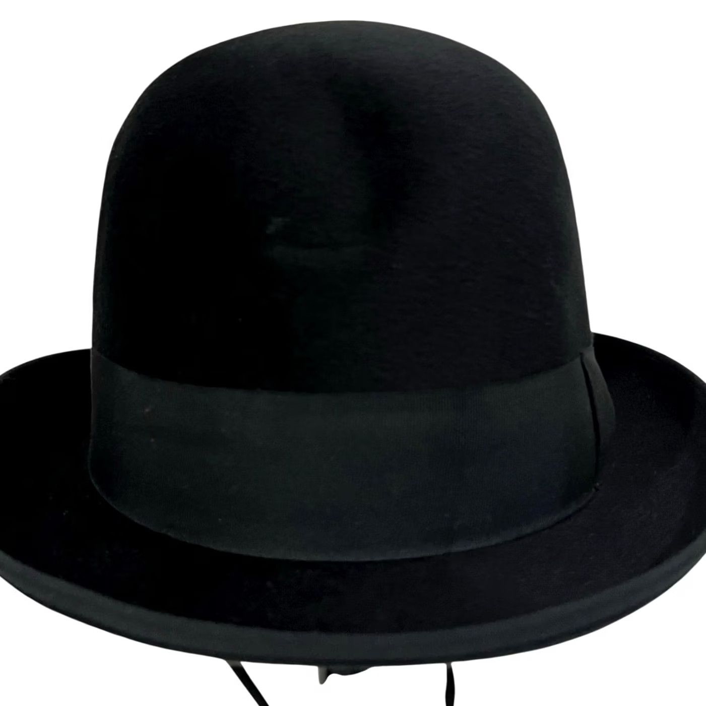 FELT VINTAGE Mossant Bowler Hat Men Black Fur Felt Rabbit Band Marshall Fields Size ONE SIZE - 2 Thumbnail