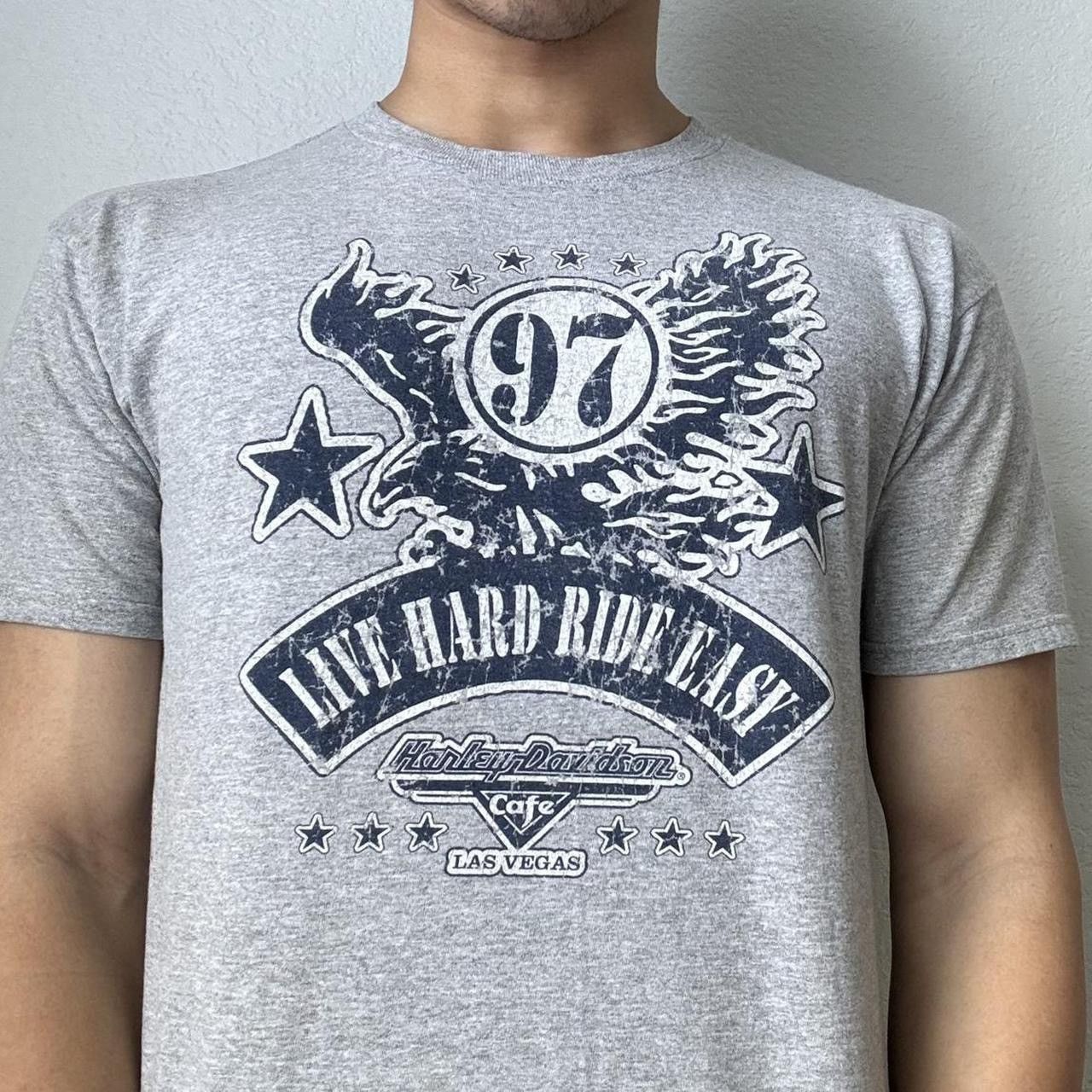 Harley Davidson × Vintage Vintage Harley Davidson Cafe 1997 Graphics Grey Tee Shirt Size US L / EU 52-54 / 3 - 3 Thumbnail