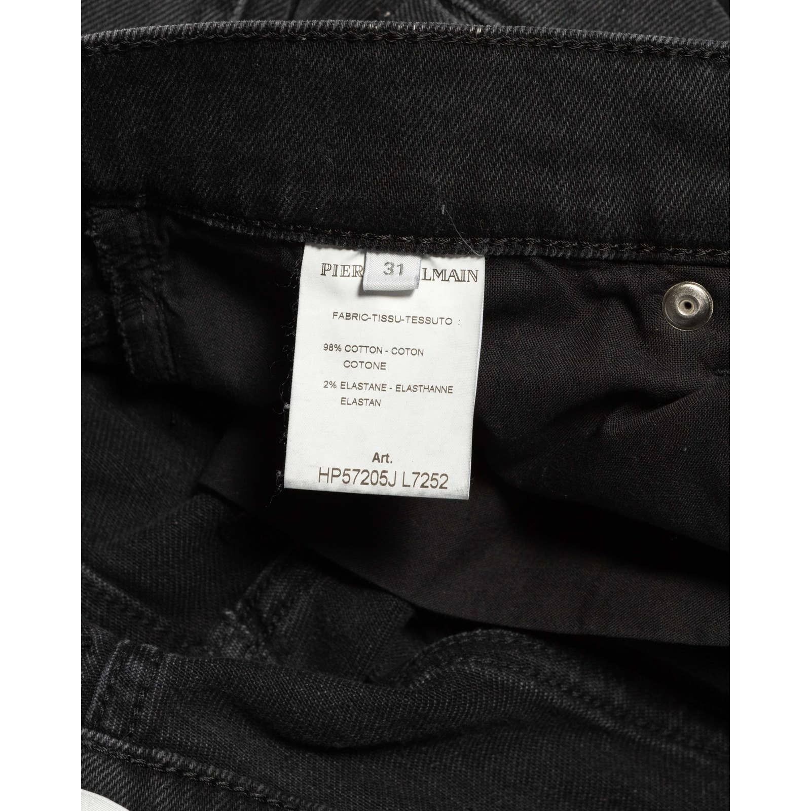 Pierre Balmain Pierre Balmain Biker Moto Denim Black Faded Jeans Size US 31 - 5 Thumbnail