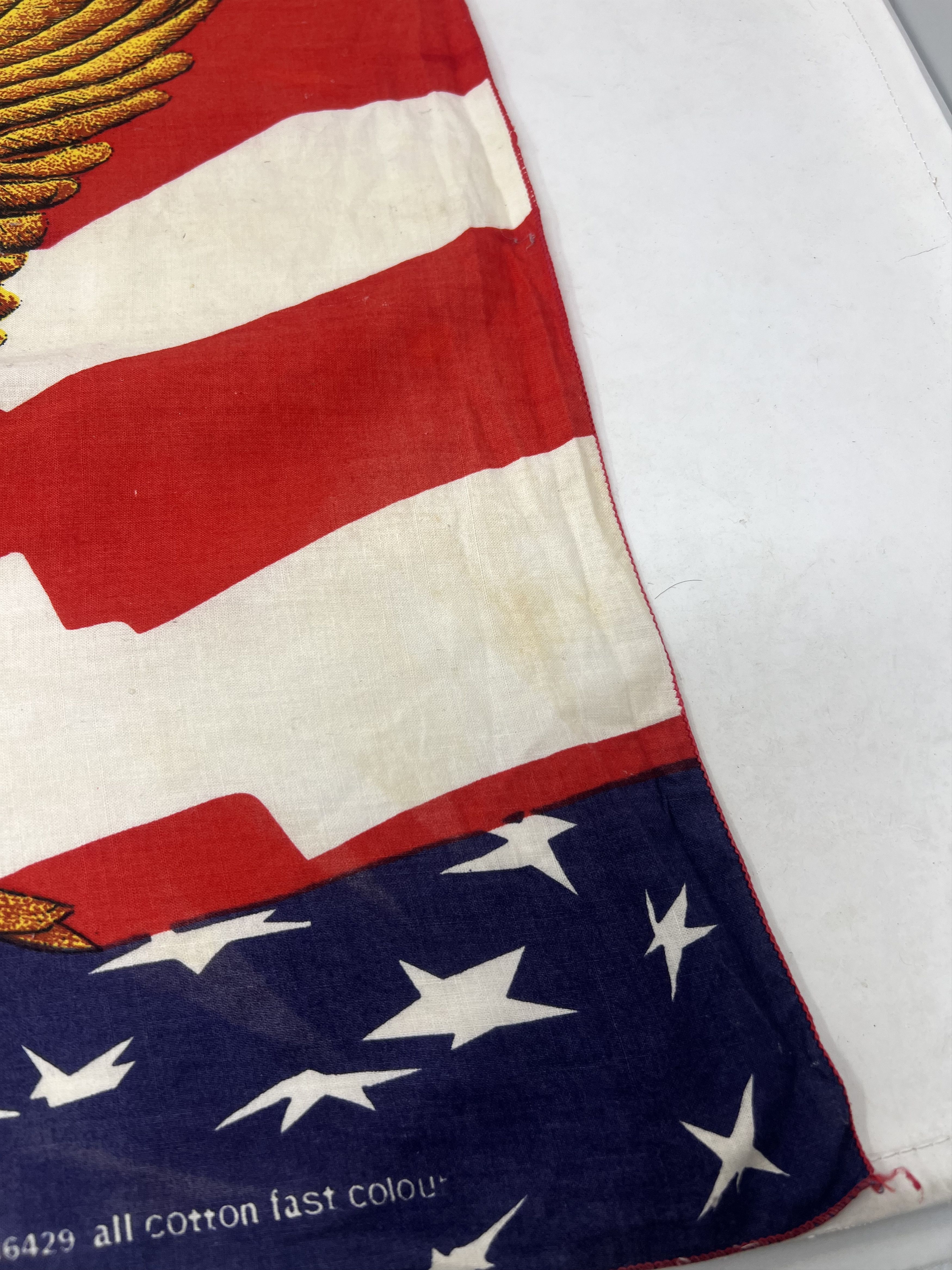 Vintage Vintage Blad Eagle over American Flag Bandana Handkerchief Size ONE SIZE - 6 Thumbnail