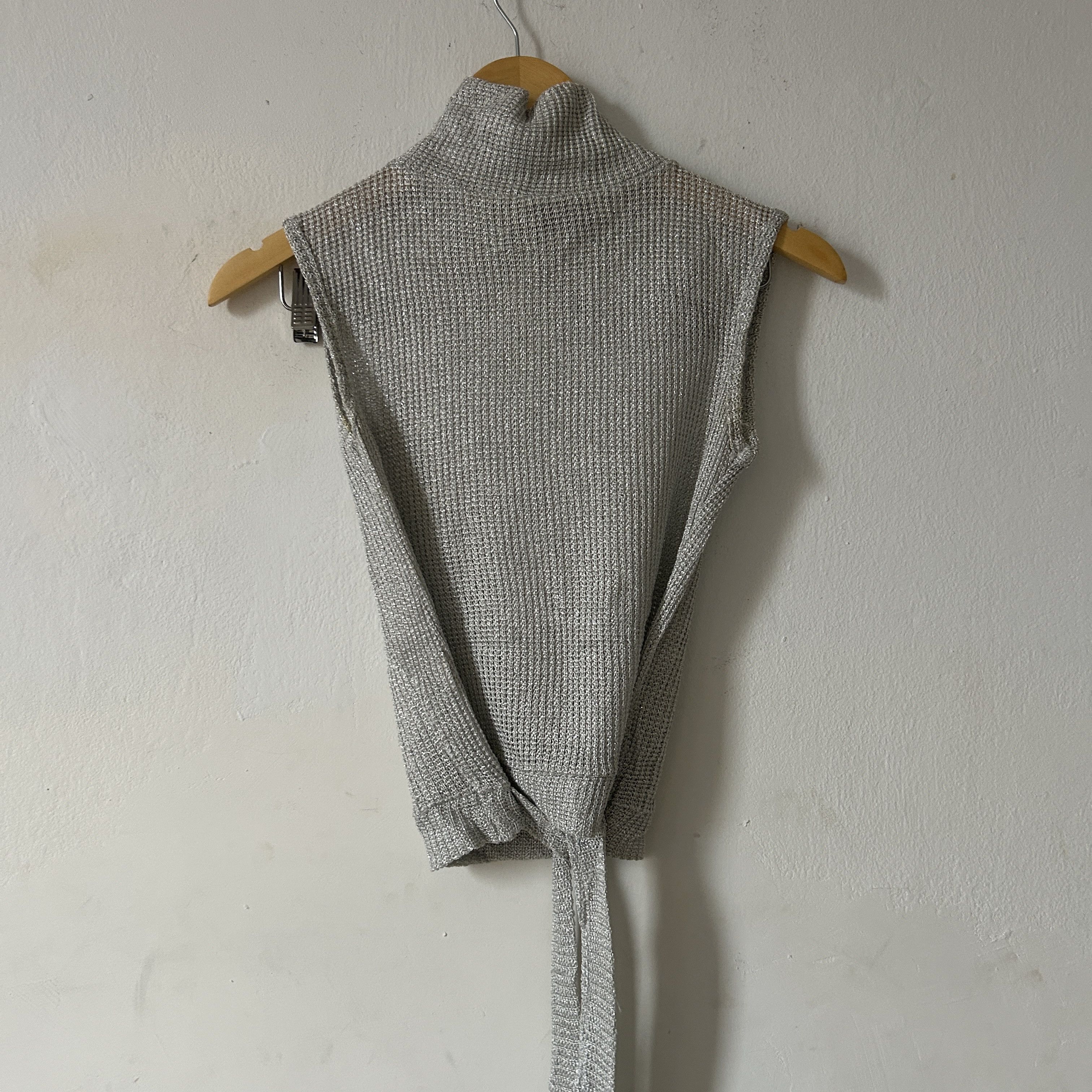 Vintage Vintage Y2k Silver Metallic Knit Top Size ONE SIZE - 9 Thumbnail