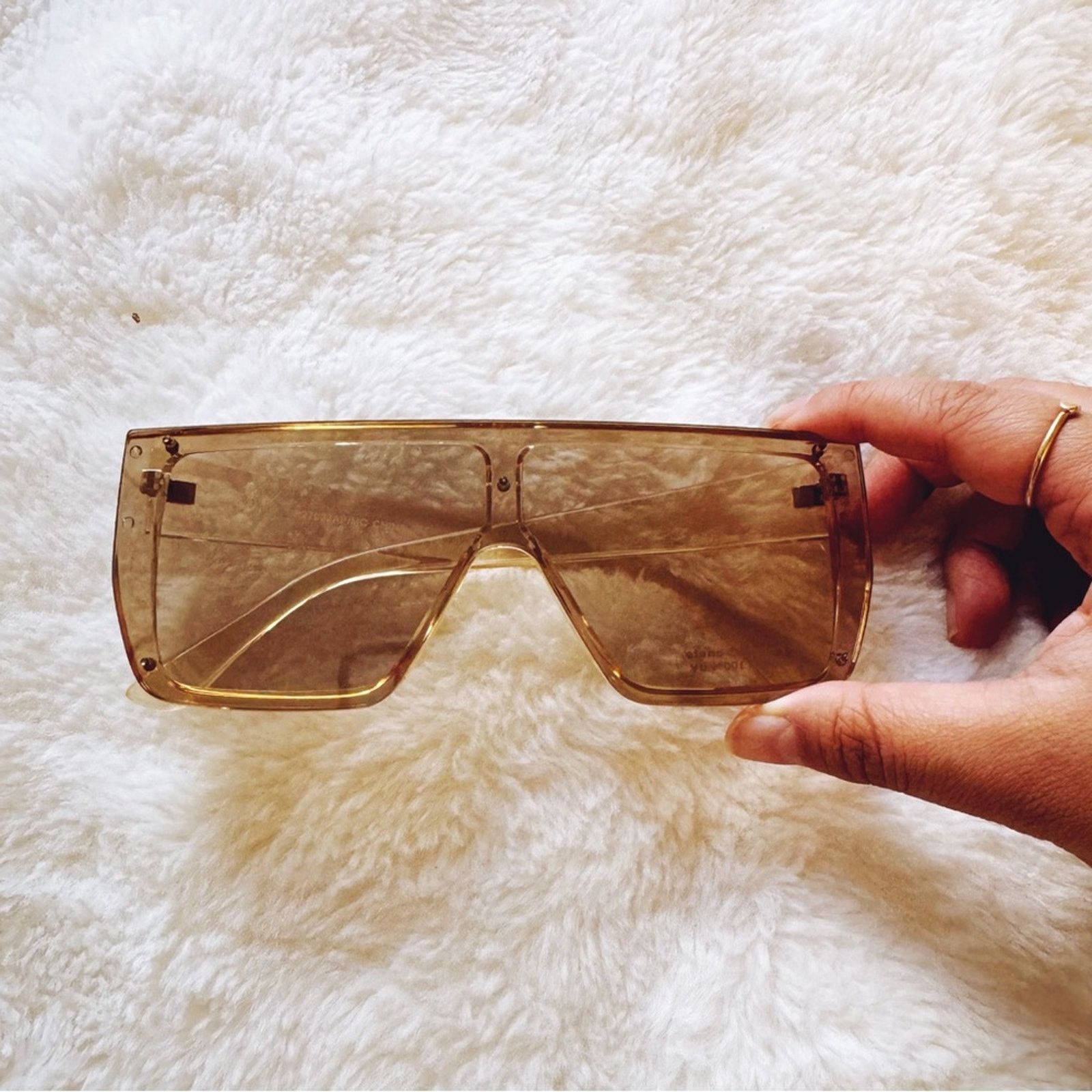 Other Greta Clear Yellow Oversized Statement Sunglasses Size ONE SIZE - 1 Thumbnail