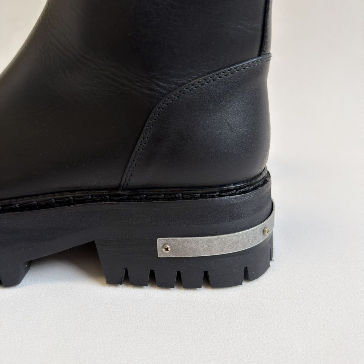 Ann Demeulemeester Metal Plaque Detail Black ‘Tucson’ Combat Boots Size US 6 / IT 36 - 4 Thumbnail