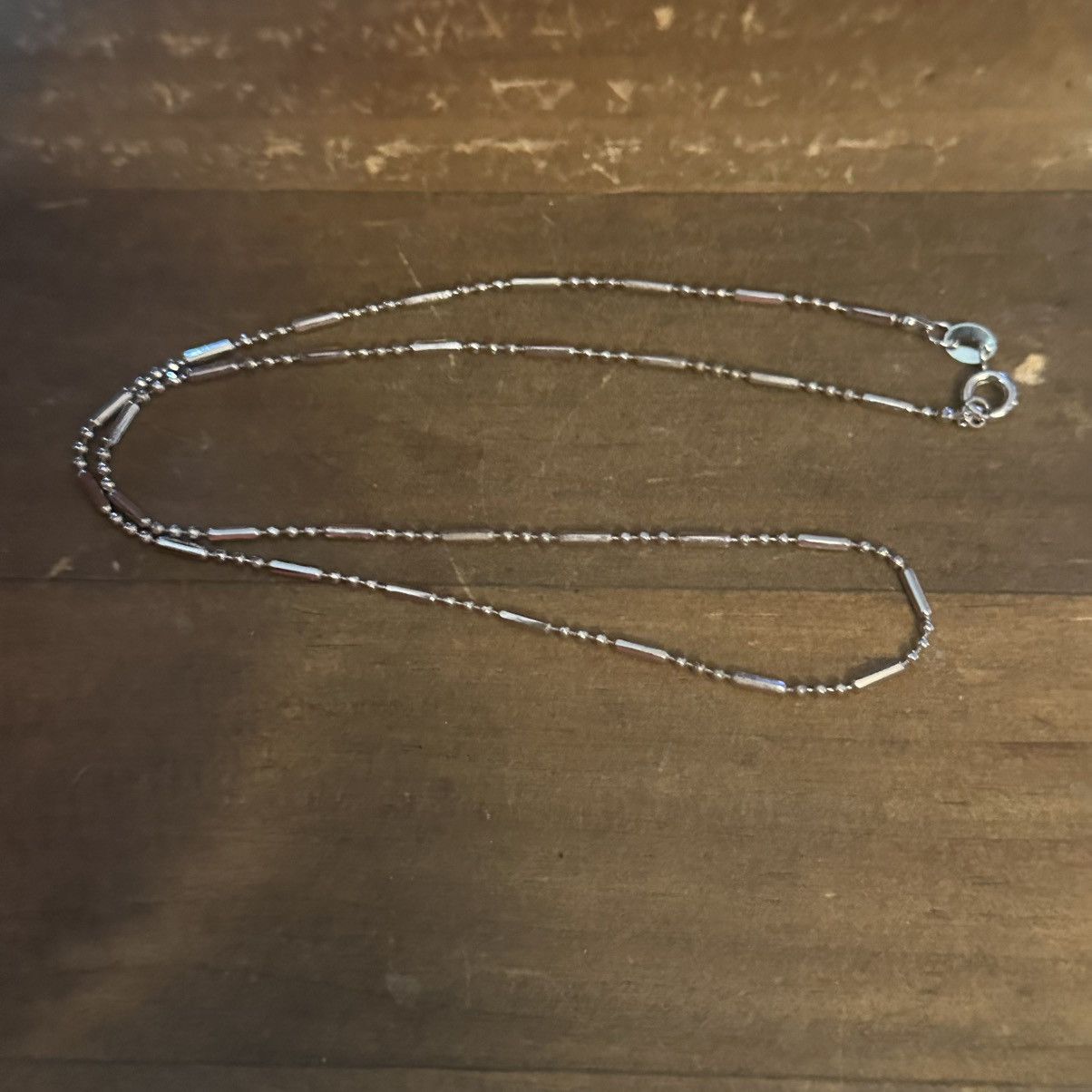 Vintage Vintage 750 white gold plated bar and ball chain necklace Size ONE SIZE - 3 Thumbnail