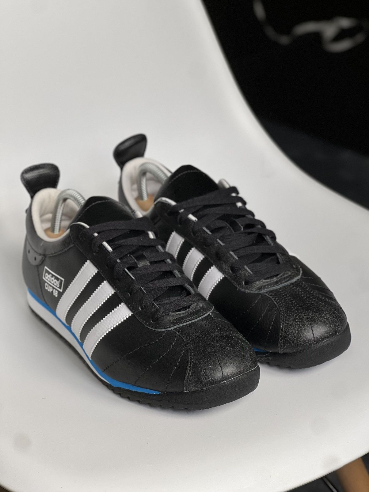 Vintage Adidas Cup 68 Indoor Trainers Black White Blue Y2K Size US 10.5 / EU 43-44 - 24 Thumbnail