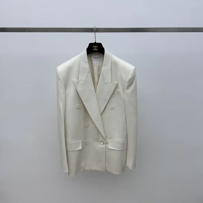 Yves Saint Laurent YSL Cream Double-Breasted Women's Jacket 0089 Size M / US 6-8 / IT 42-44 - 1 Thumbnail