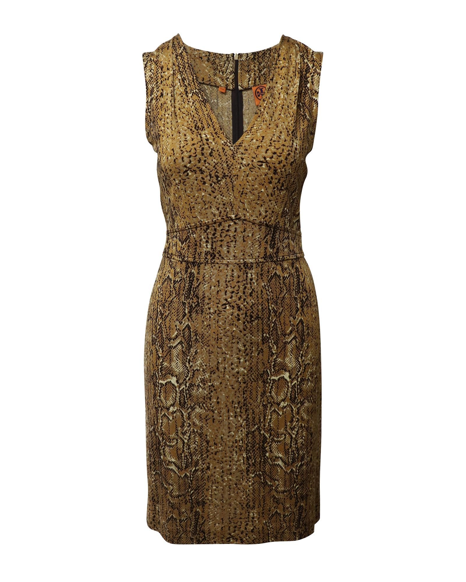 image of Tory Burch Snake Print Sleeveless Dress In Animal Printed Silk, Women's (Size Small)