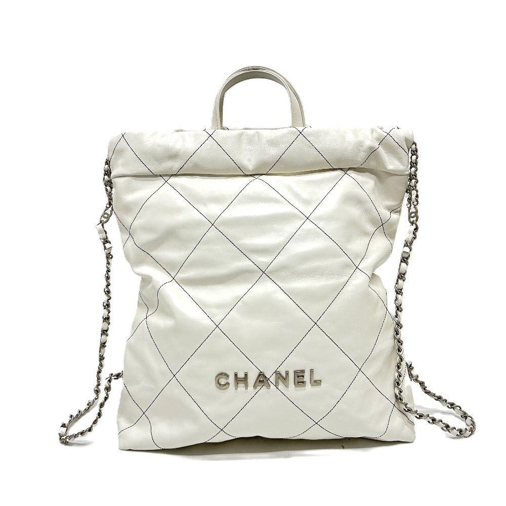Chanel Chanel As3313 Handbag 2 Way Bag Chanel22 Small Chain Rucksack Lambskin Women White Size ONE SIZE - 1 Thumbnail