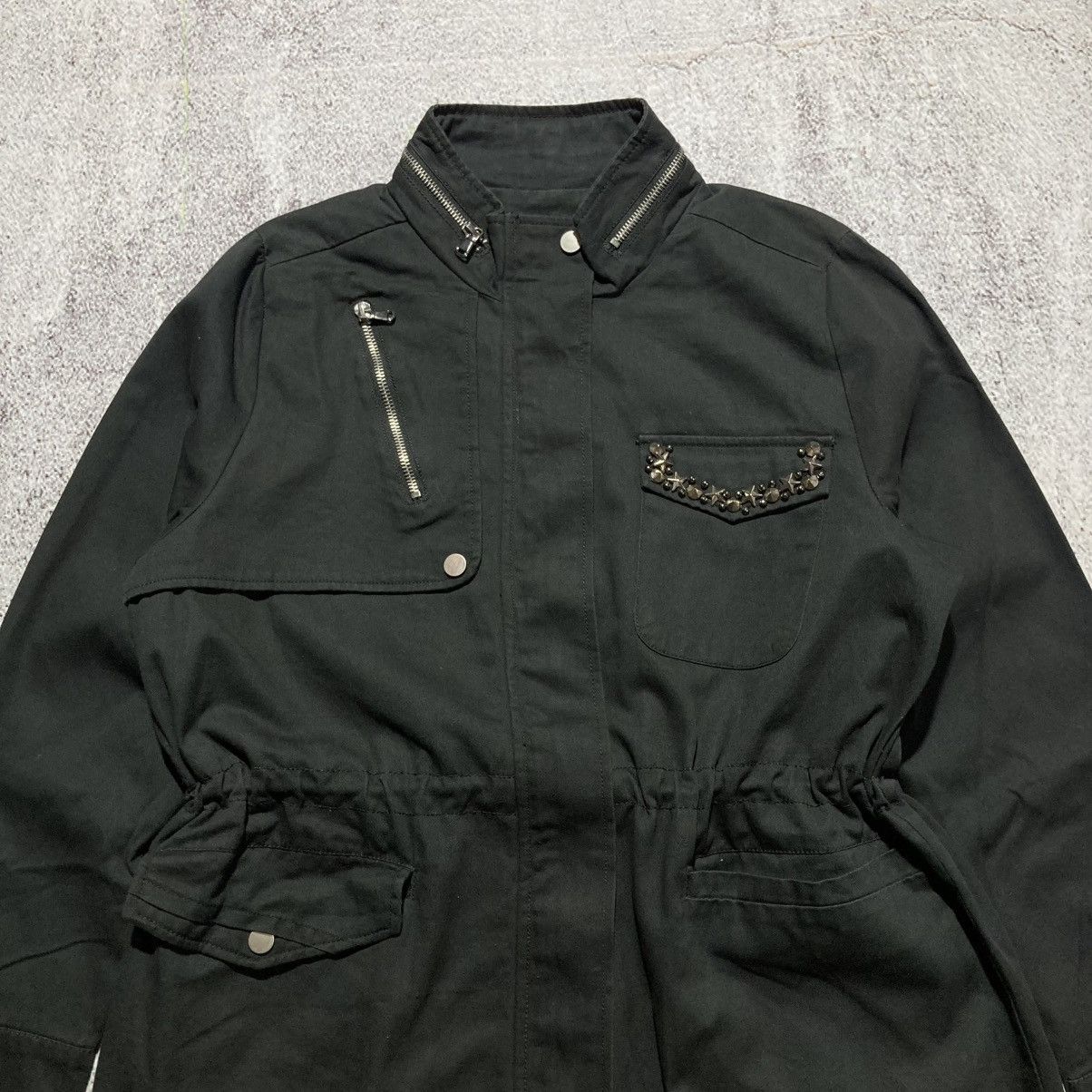 Japanese Brand 2000s Yetts Studded Pocket Jacket Black Lgb Punk Goa Style Size US XL / EU 56 / 4 - 2 Thumbnail
