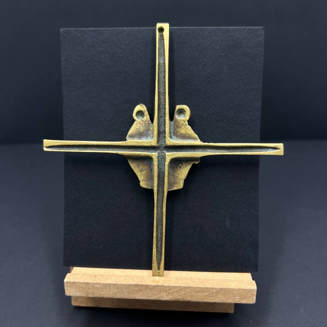 Vintage Bronze Wall Cross 14cm 1970s German Christian Art Vintage Size ONE SIZE - 5 Thumbnail