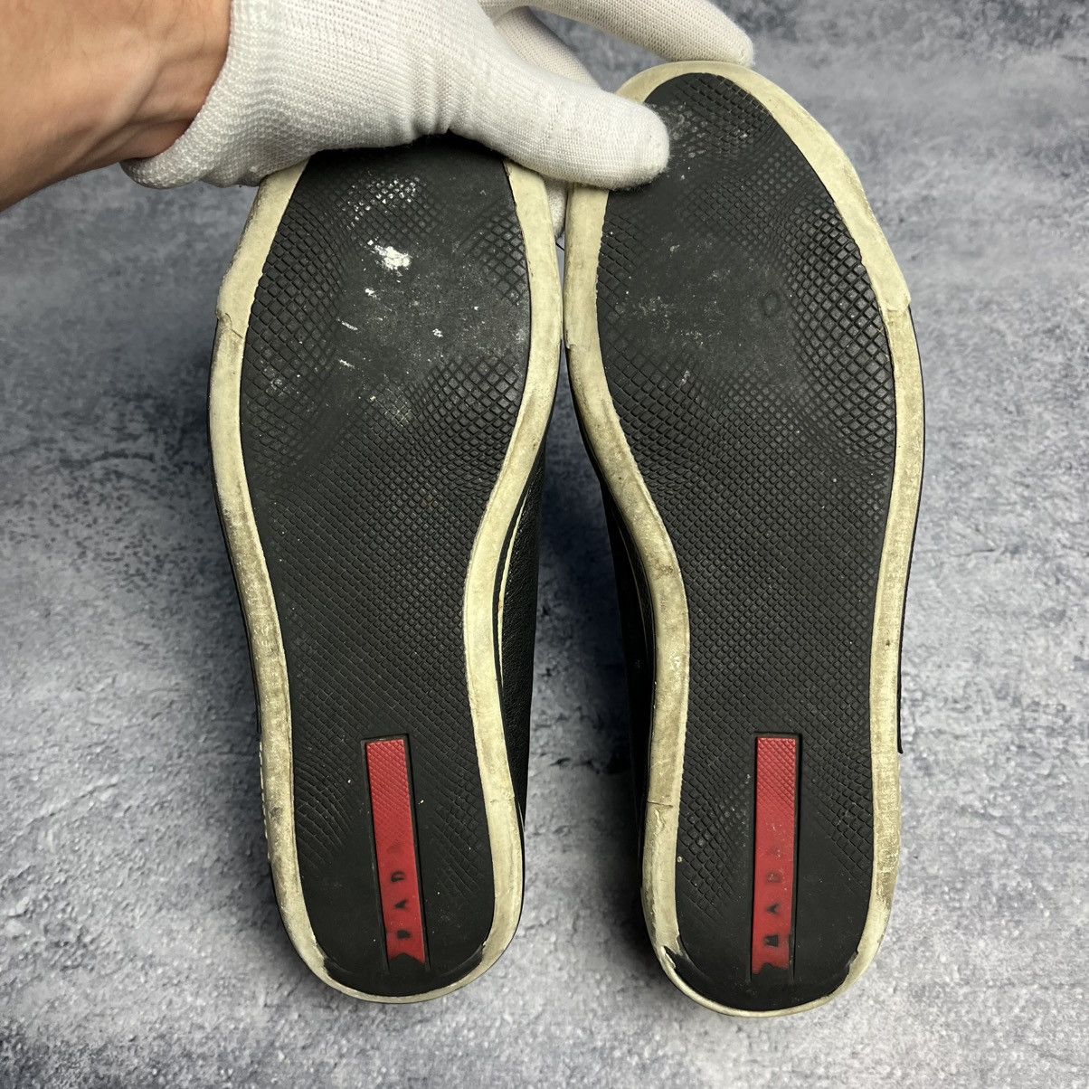 Prada Vintage Prada Distressed Leather Low Top Red Tab Sneakers Size US 7 / IT 37 - 5 Thumbnail