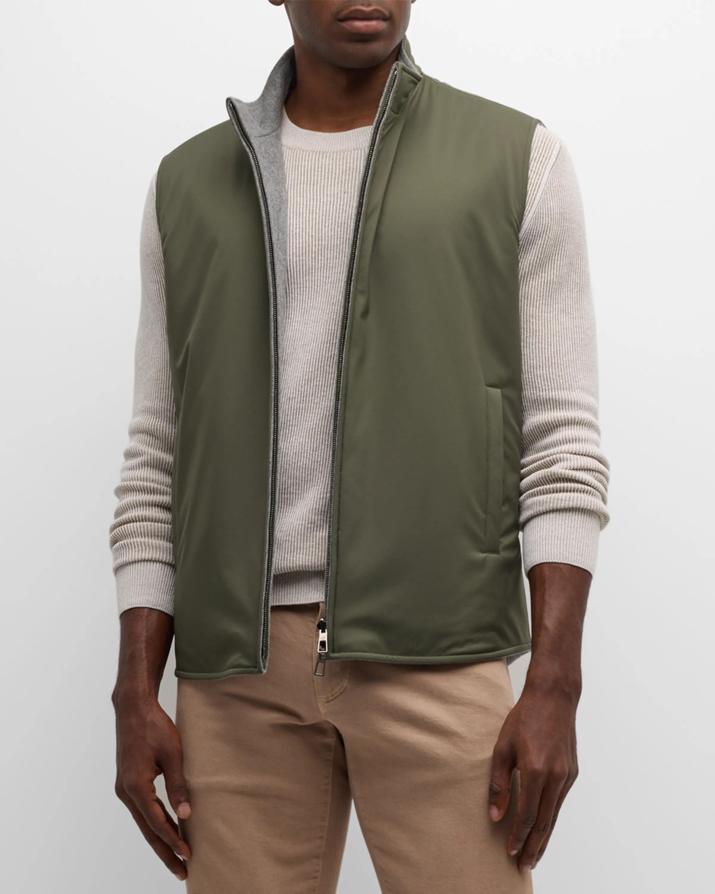 Loro Piana o1w1db10824 Reversible Marlin Vest in Olive Green Size US XL / EU 56 / 4 - 3 Thumbnail