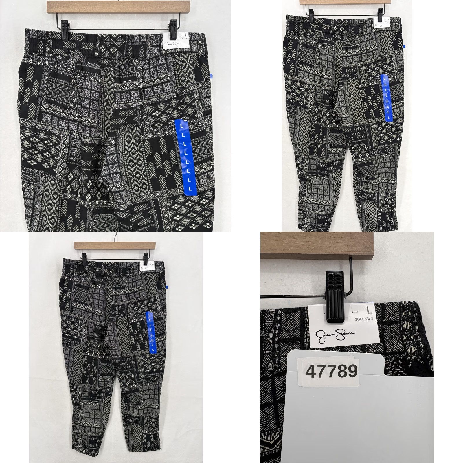 Jessica Simpson Jessica Simpson Pants Womens Large Black Tribal Geometric Pull On Ankle NWT Size 36" / US 14 / IT 50 - 10 Thumbnail