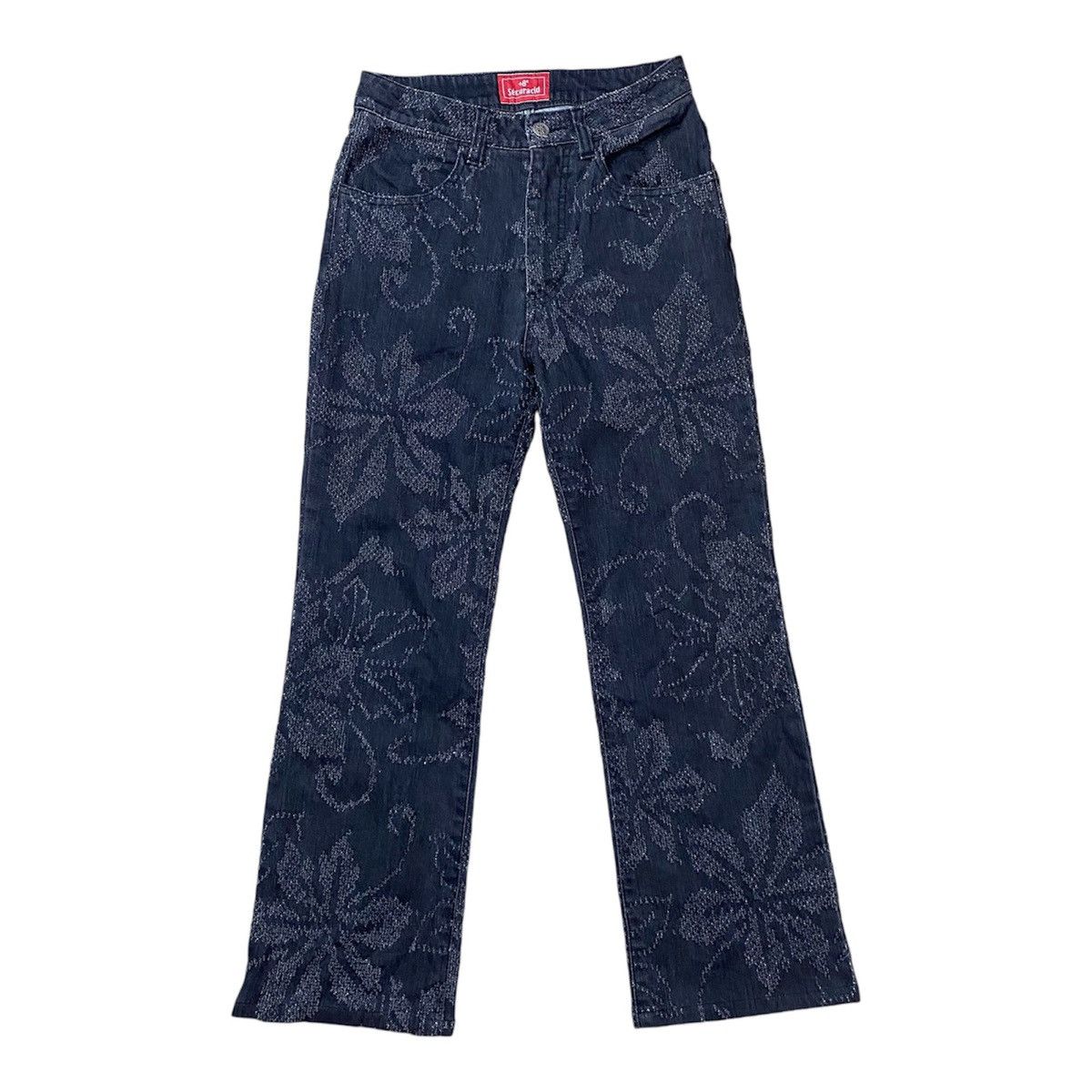 +8 Securacid Embroidered Flowers Denim Pants