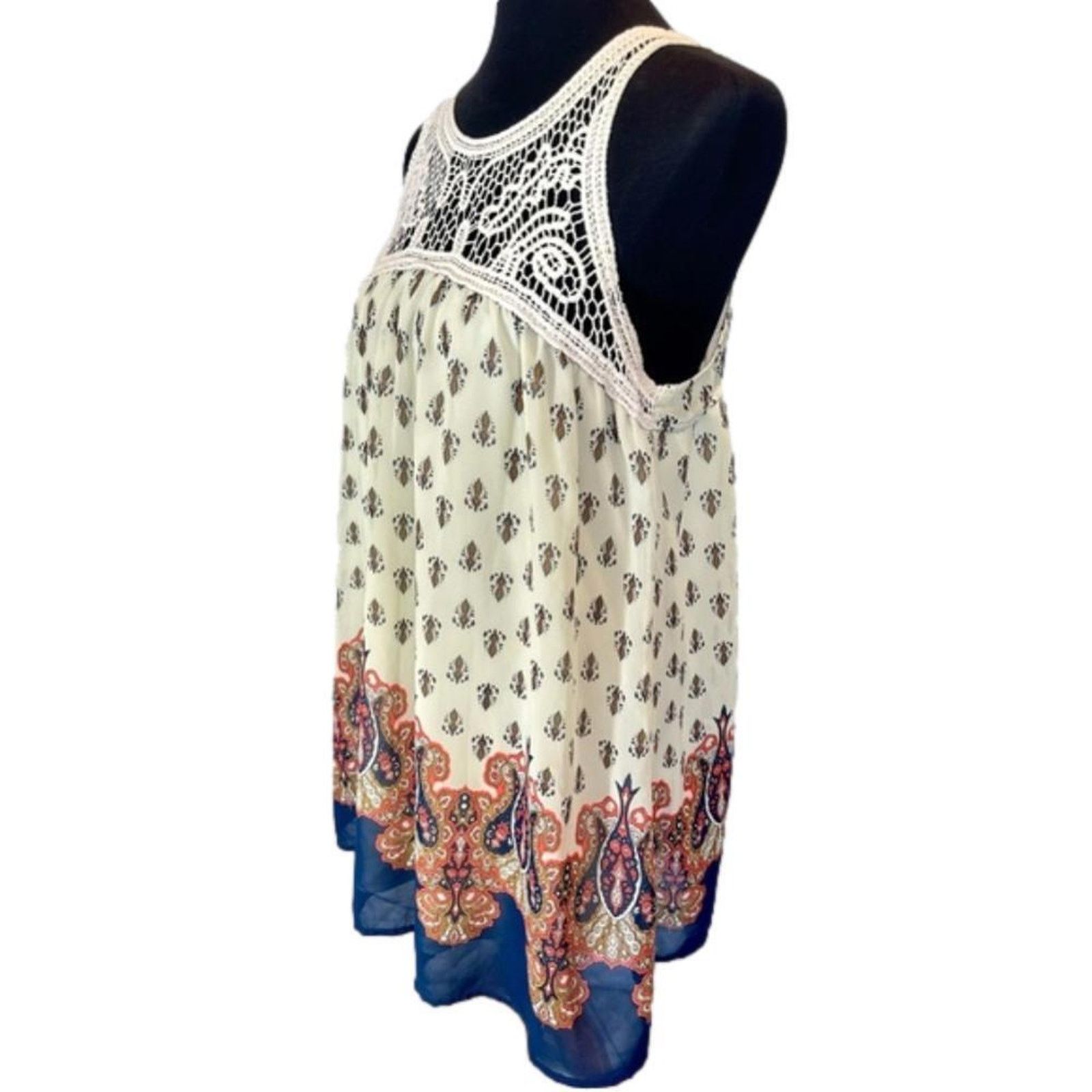 Designer Altard State Boho Style Casual Dress with Lace Detail Size L / US 10 / IT 46 - 6 Thumbnail