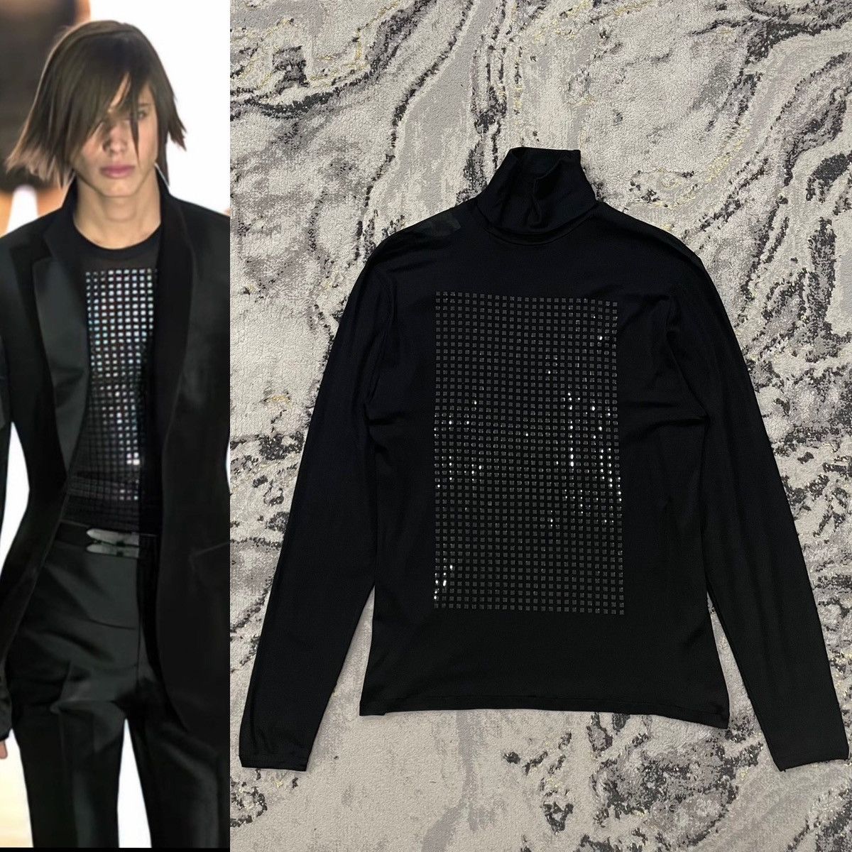 image of Hedi Slimane x YSL Rive Gauche By Hedi Slimane Aw00 Silk Turtleneck in Black, Men's (Size Medium)