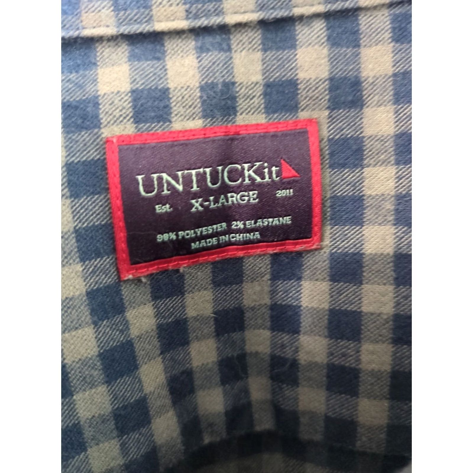 UNTUCKit UNTUCKit Shirt Mens XL Blue Plaid Flannel Long Sleeve Button Up Size US XL / EU 56 / 4 - 3 Thumbnail