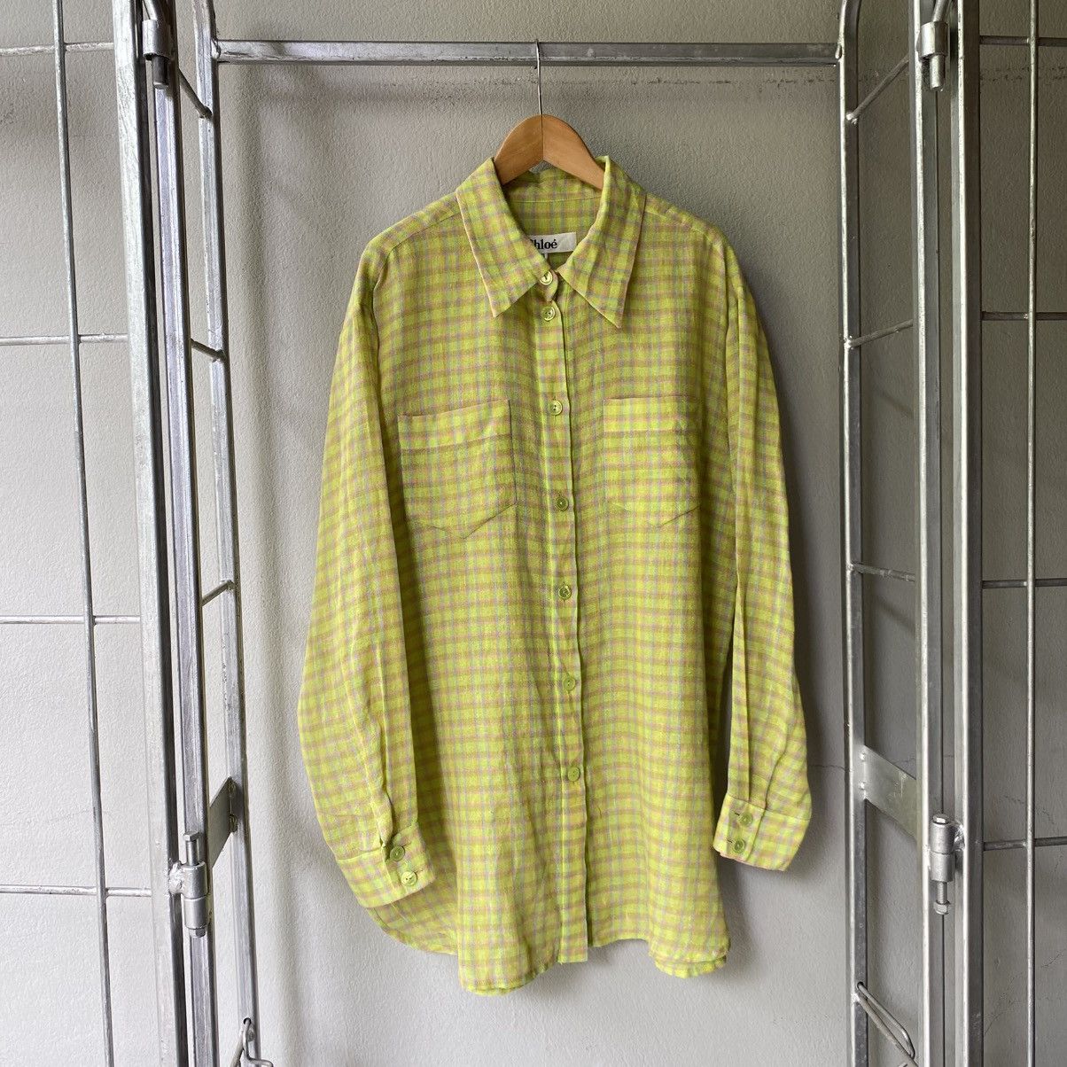 Chloe Chloe Yellow Green Plaid Button-Up Shirt Size M / US 6-8 / IT 42-44 - 24 Thumbnail