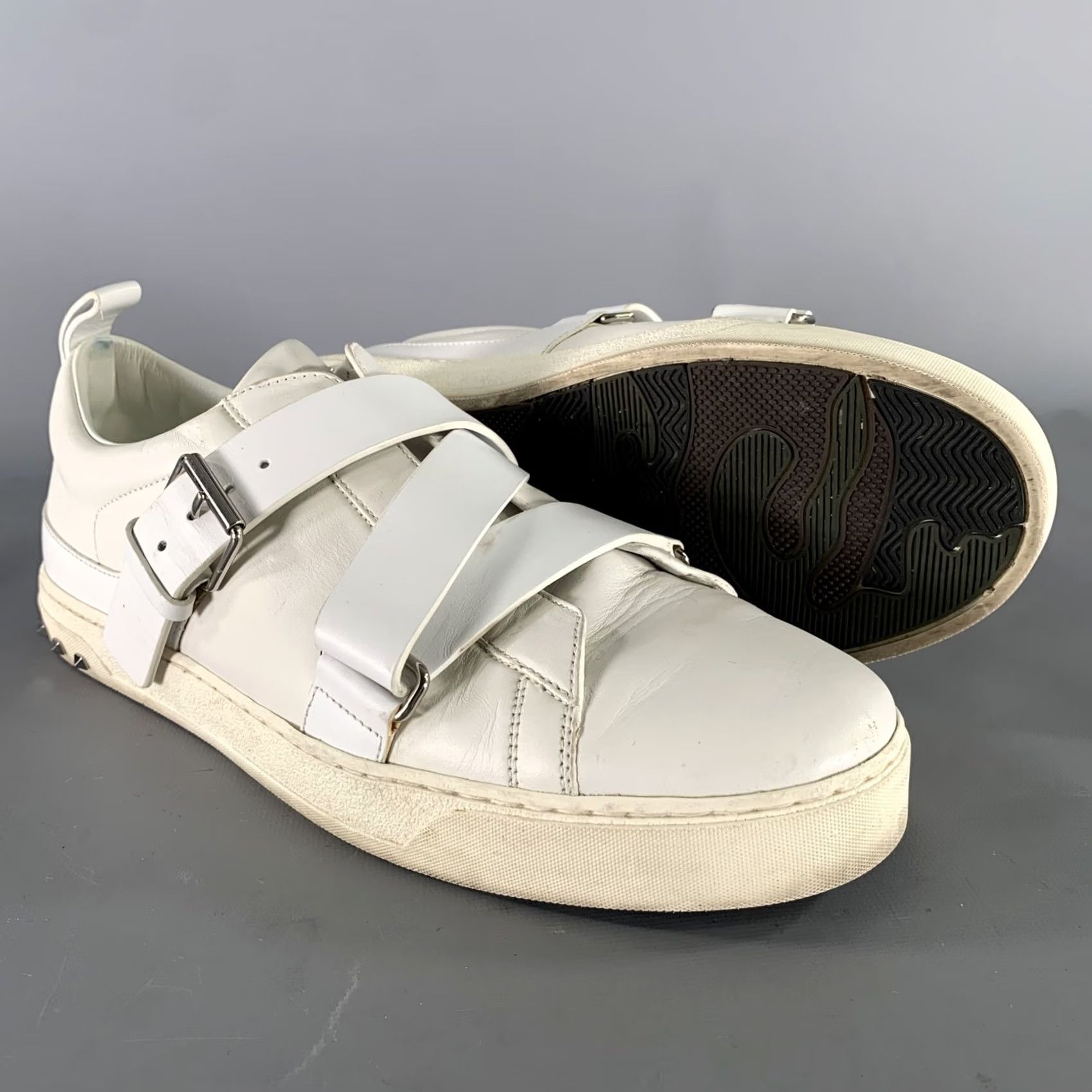Valentino VALENTINO Leather Studded Strap Sneakers White Size 9 Size US 9 / EU 42 - 5 Thumbnail