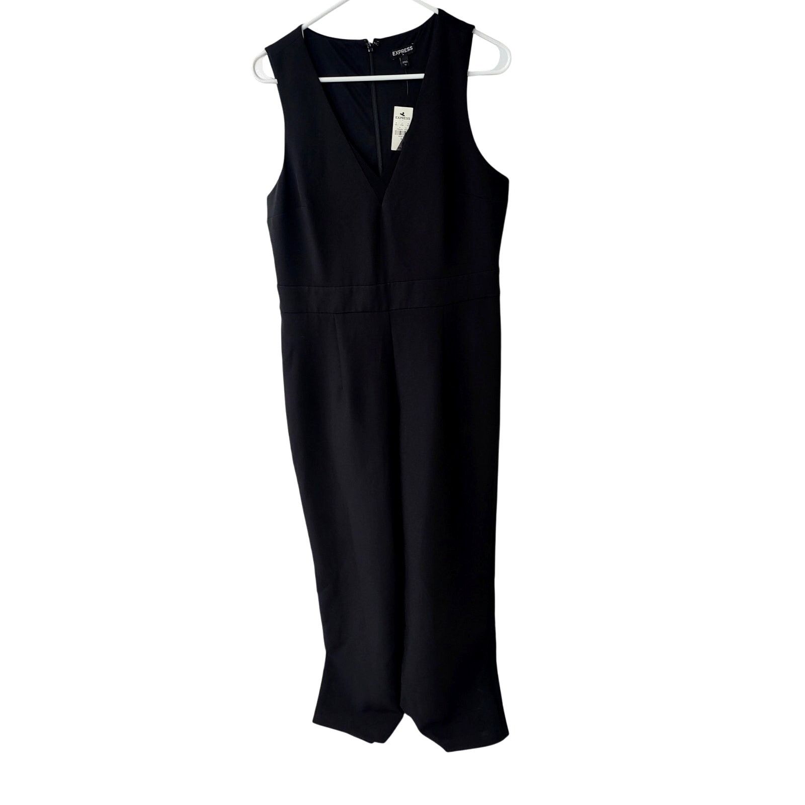 Express Express Black Sleeveless V Neck Jumpsuit - Size 12 Size 34" / US 12 / IT 48 - 1 Thumbnail