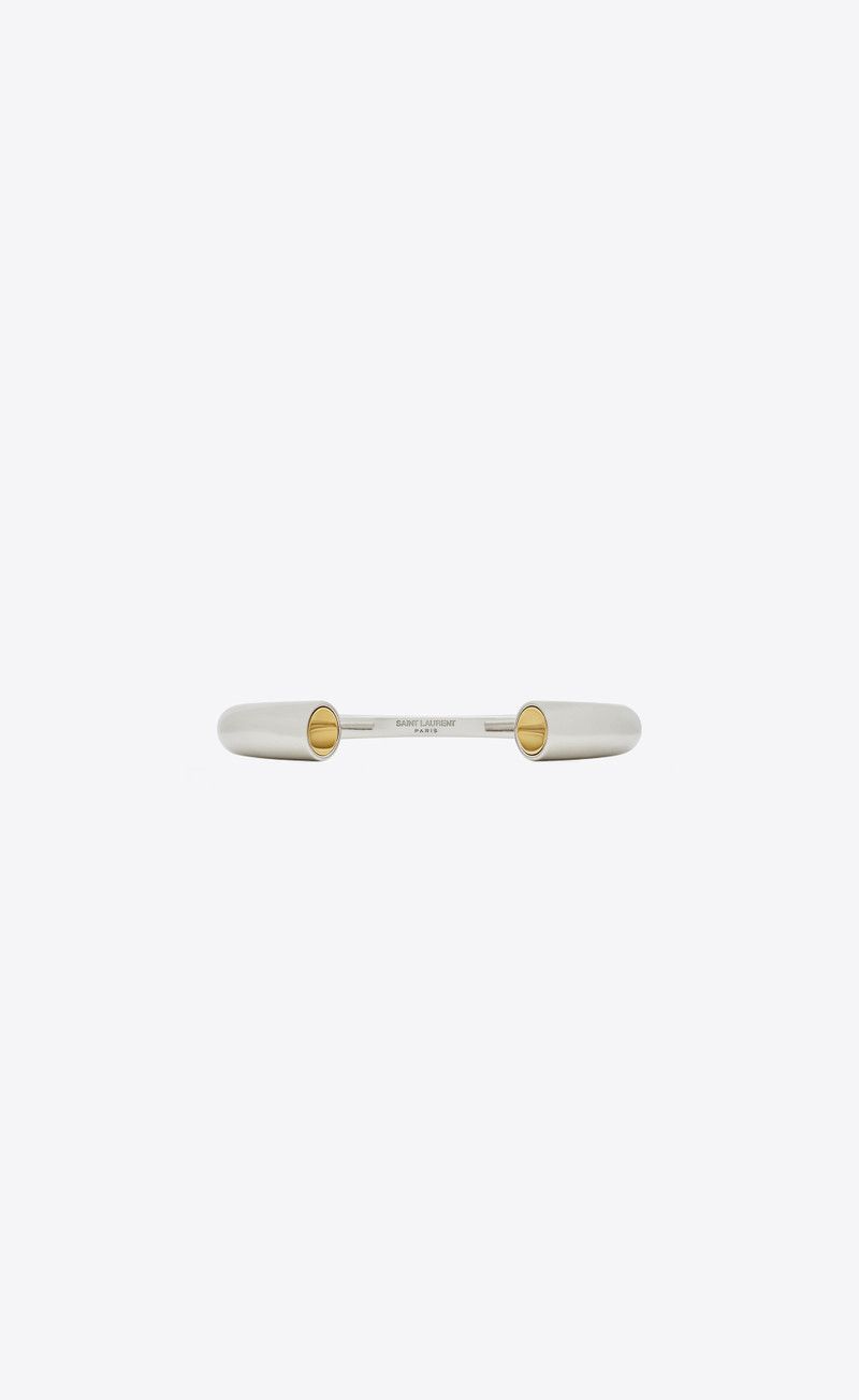Saint Laurent Paris o1bcso1str0226 Size:M/Trumpet Cuff In Metal in Silver Size ONE SIZE - 2 Thumbnail
