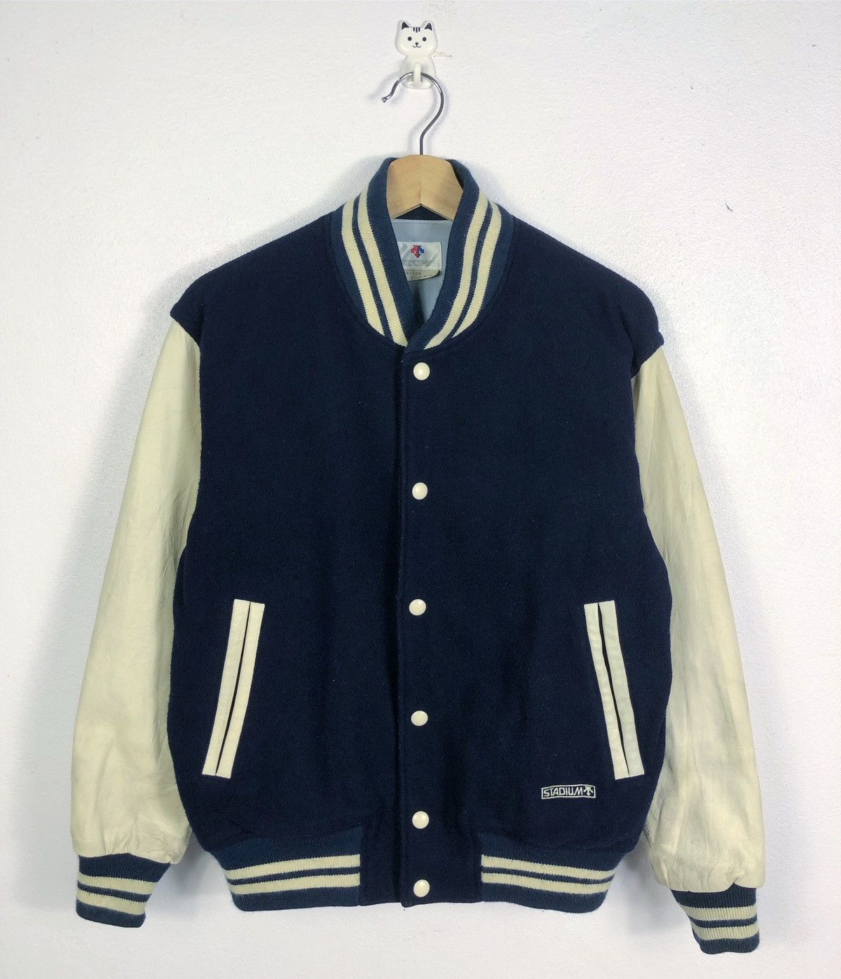 Rare Vintage Descente Stadium Wool Leather Varsity Jacket