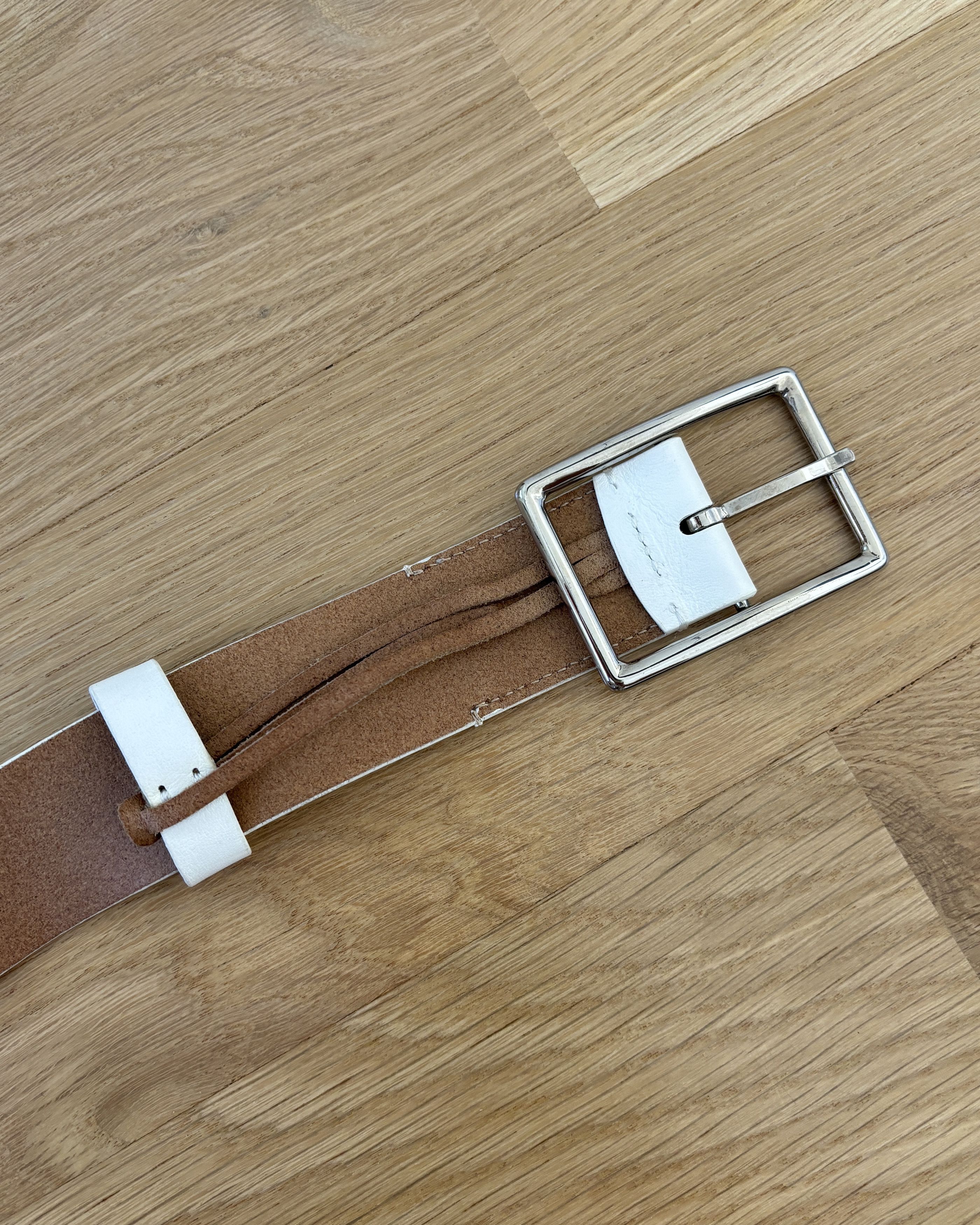 Theory White Leather Belt Size ONE SIZE - 4 Thumbnail