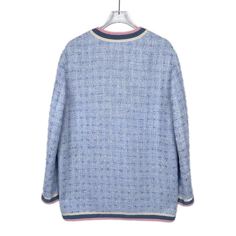 Gucci Gucci Size 38 Gold button tweed blue small fragrance style Size US XXS / EU 40 - 2 Thumbnail
